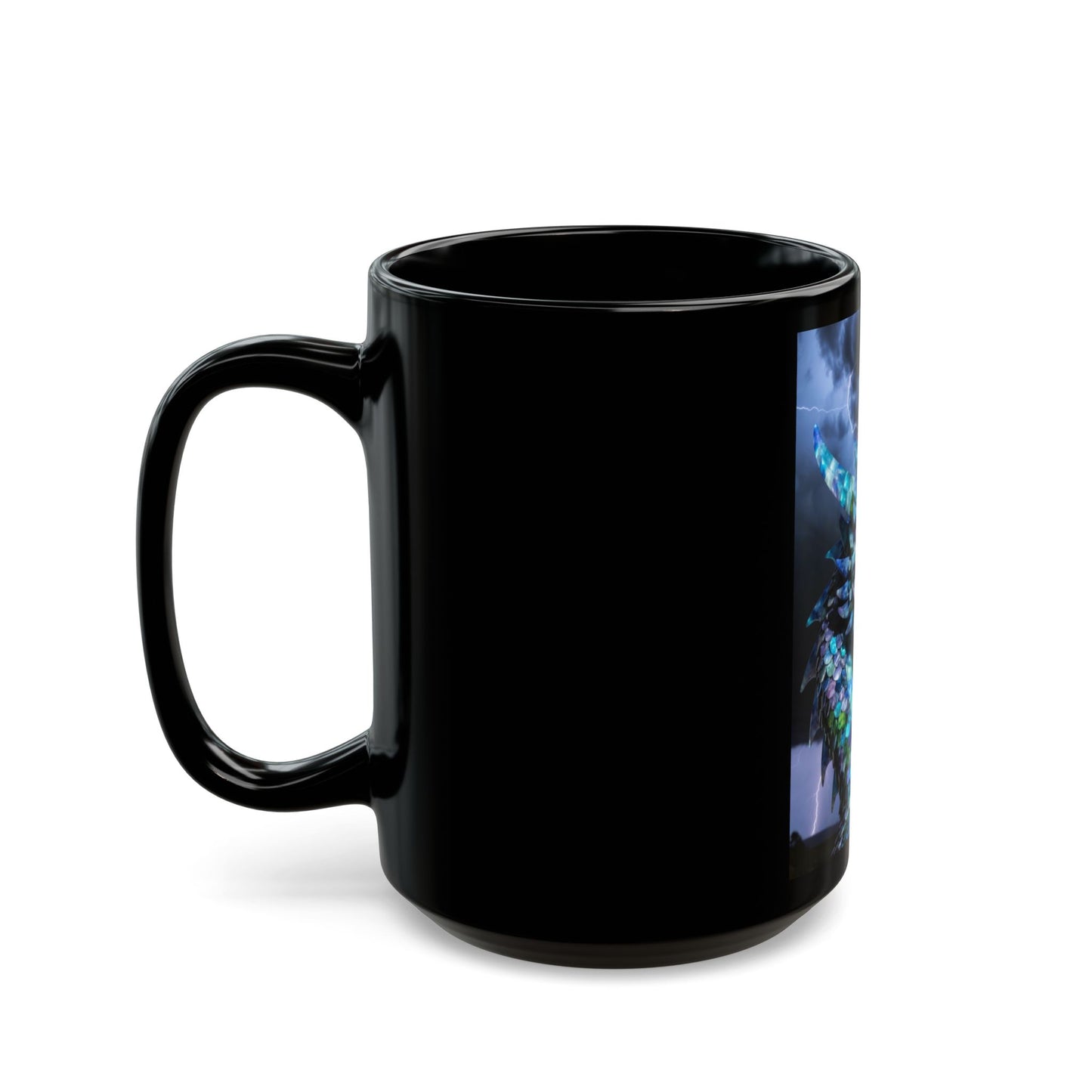 Storm Dragon Black Mug — Colorful Mythical Dragon Coffee Cup (11oz/15oz)