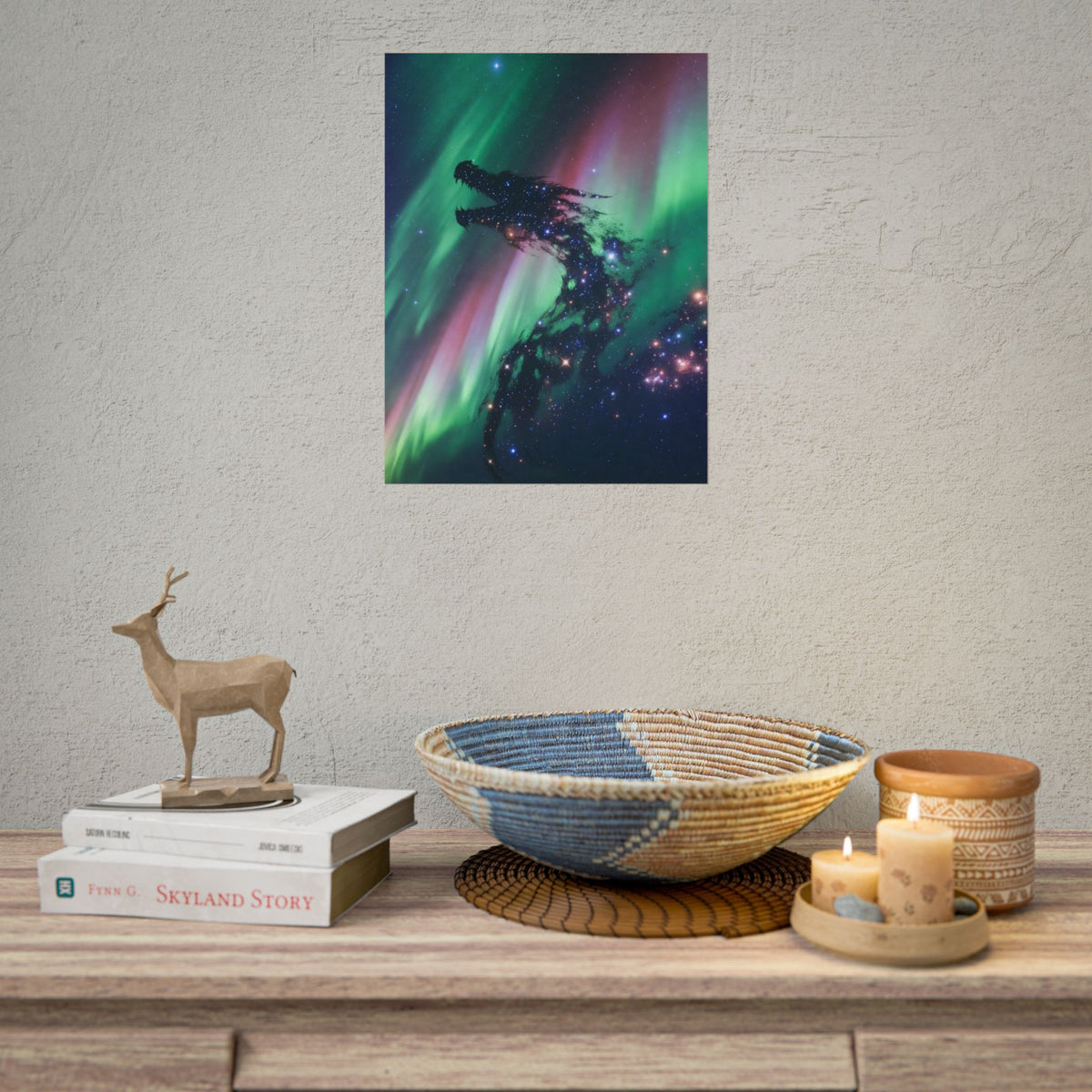 Aurora Dragon Poster — Cosmic Northern Lights Wall Art (Rolled Poster)