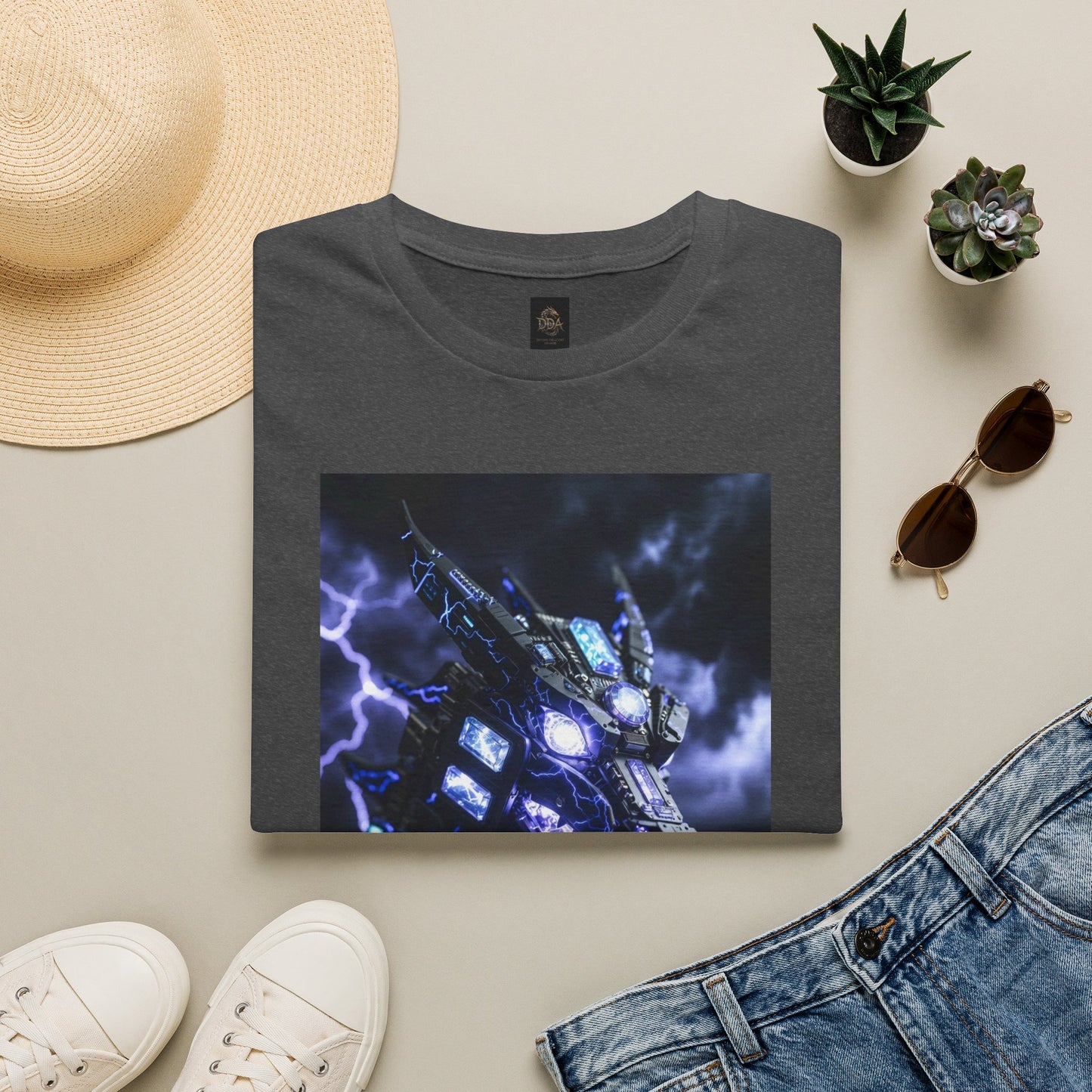 A Dragon Mech Lightning T-Shirt — Cyber Dragon Graphic Tee