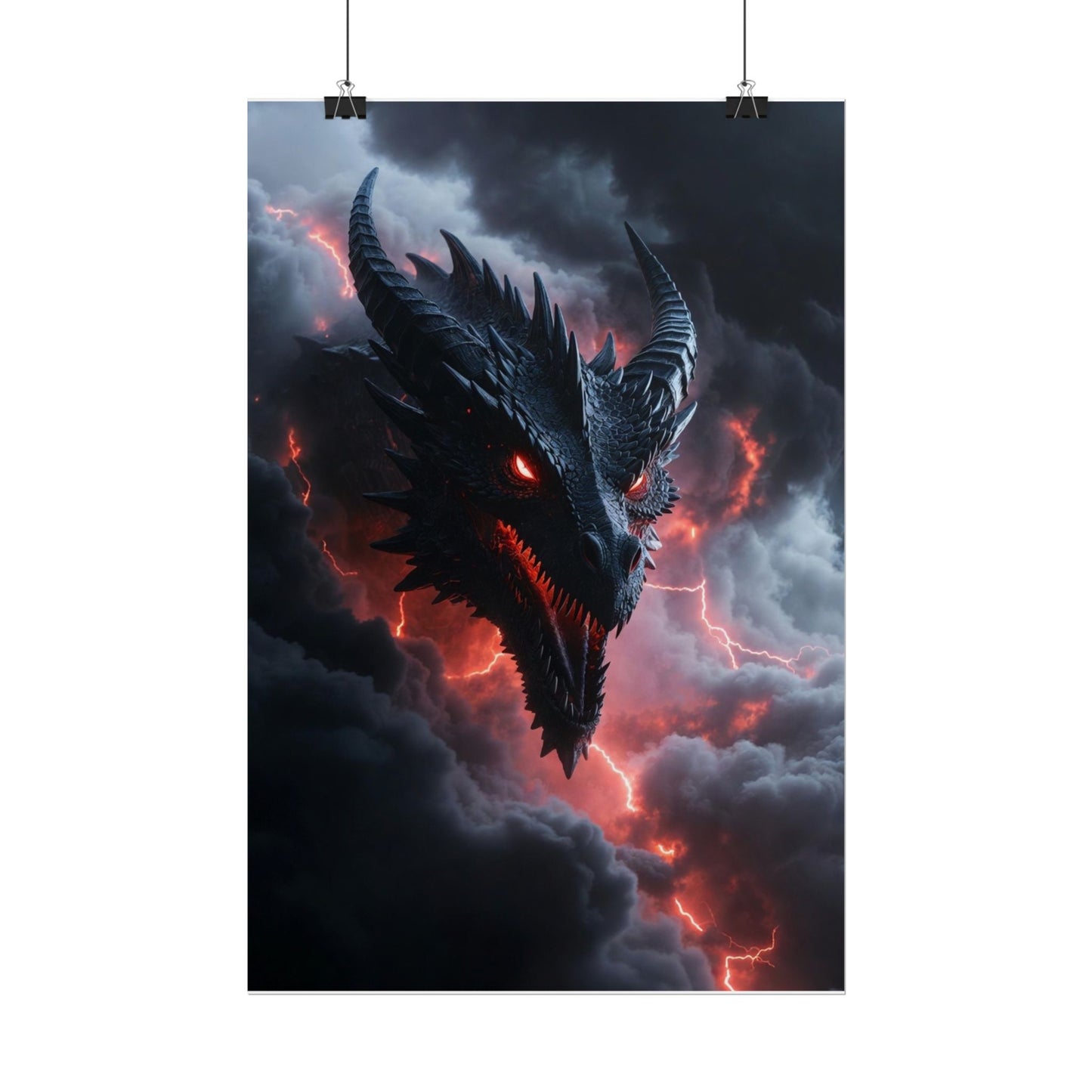 Dragon Storm Rolled Poster — Dark Fantasy Dragon Wall Art