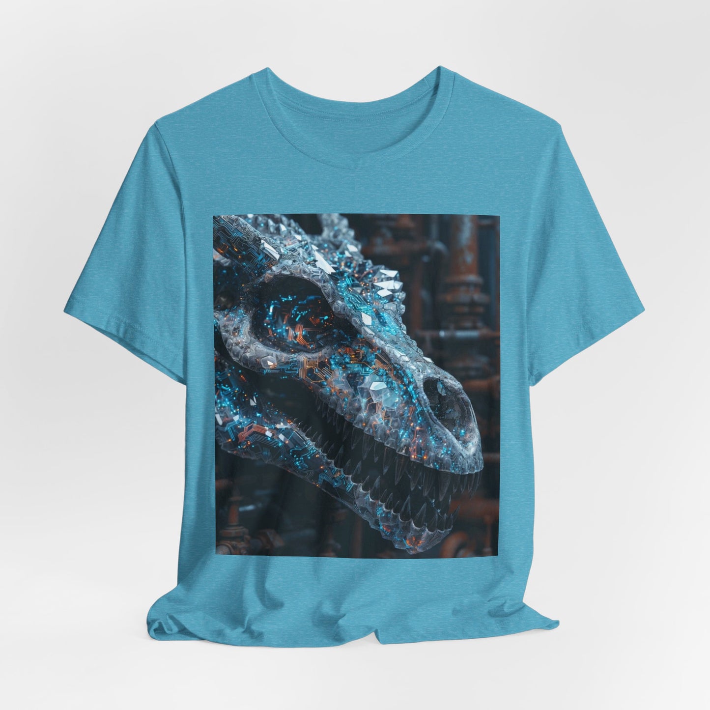Dragon Skull Graphic Tee — Iridescent Fossil Art T-Shirt