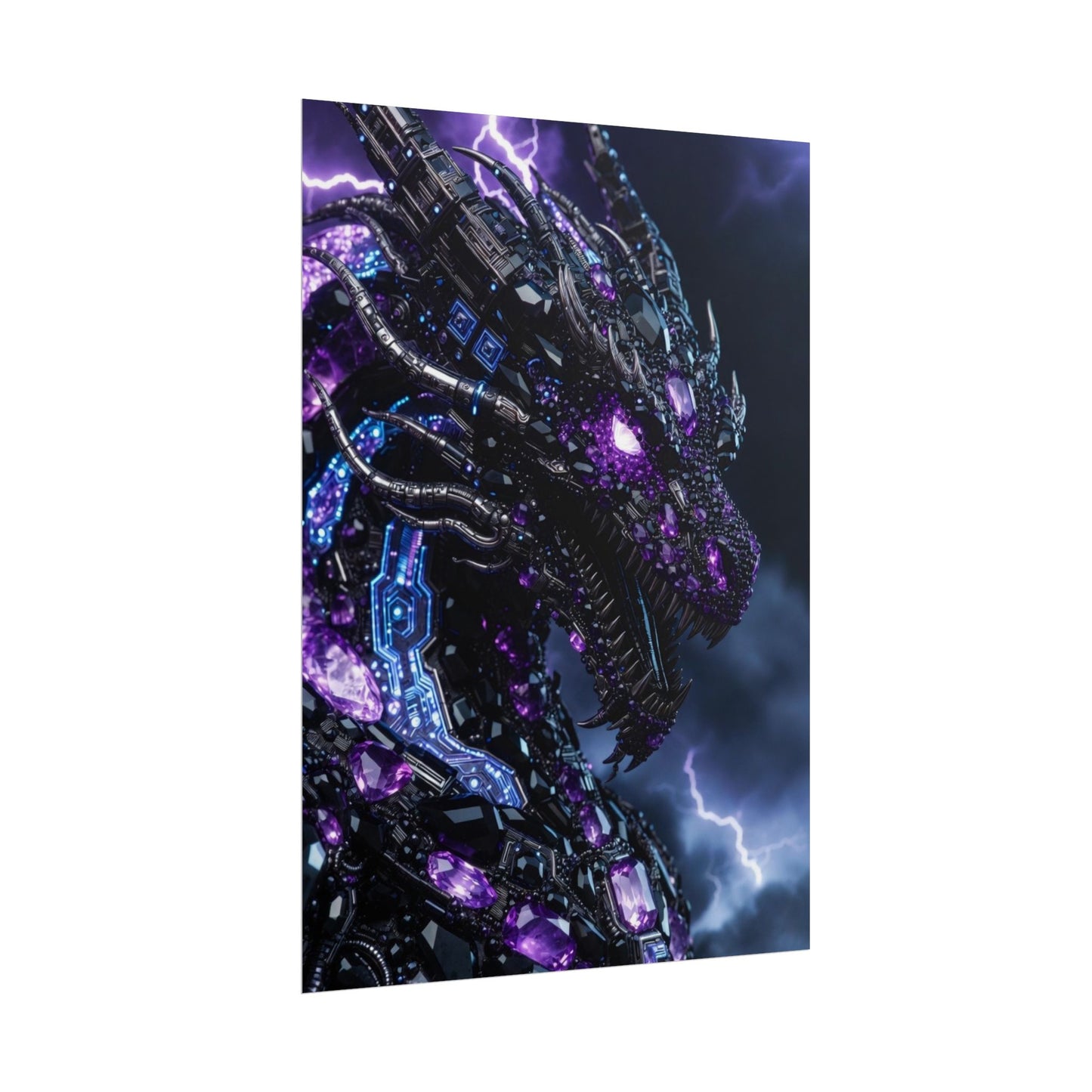 Rolled Poster — Cyberpunk Dragon Storm Art Print