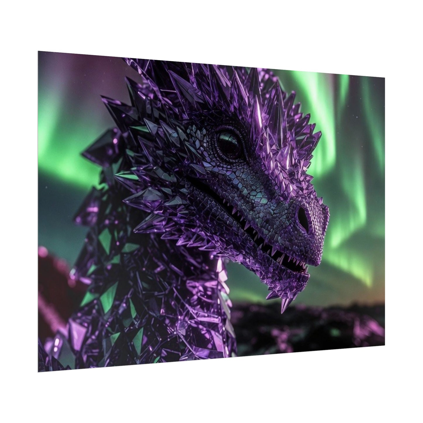 Aurora Dragon Rolled Poster — Purple Crystal Dragon Wall Art