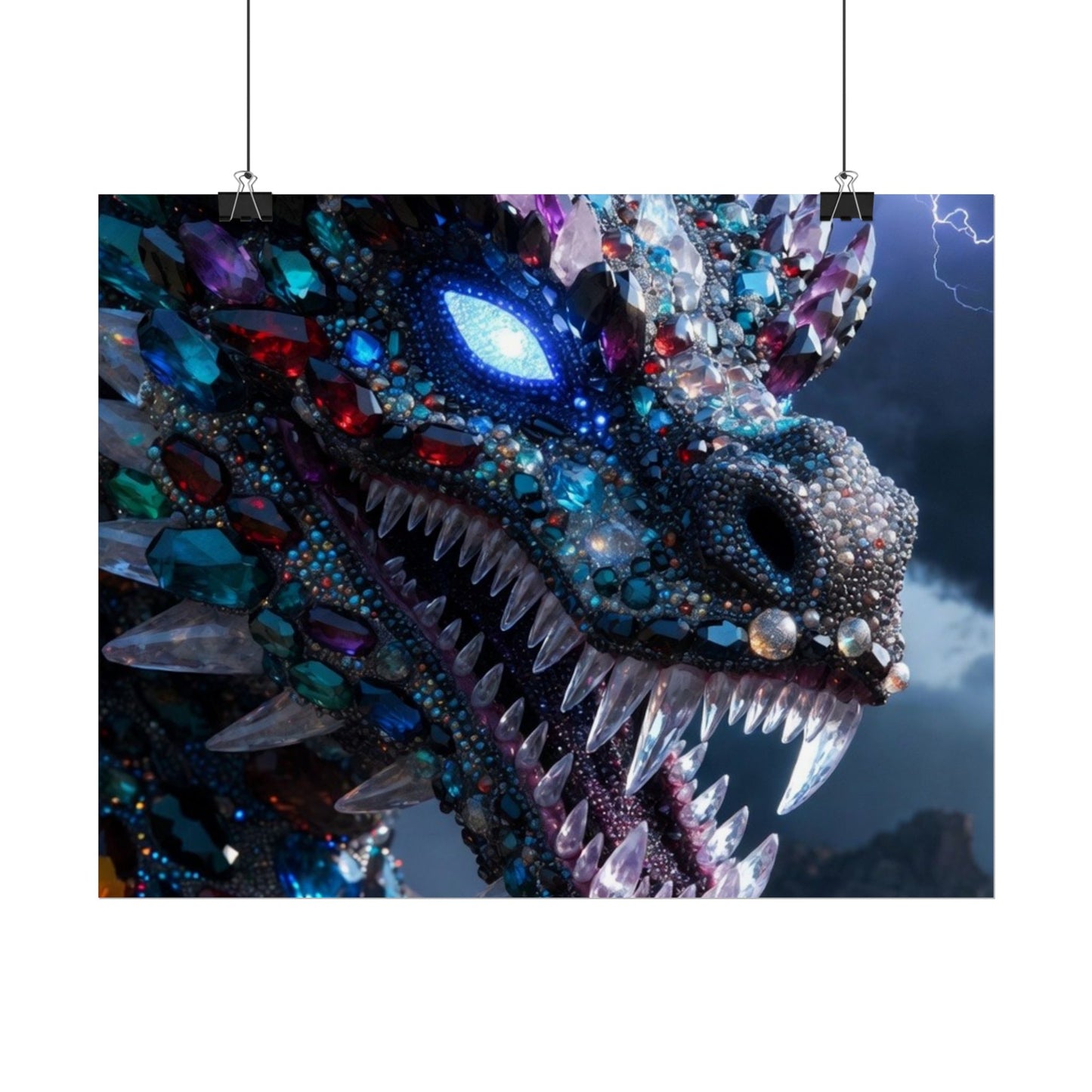 Dragon Crystal Poster — Fantasy Gem-Encrusted Dragon Wall Art (Rolled Poster)