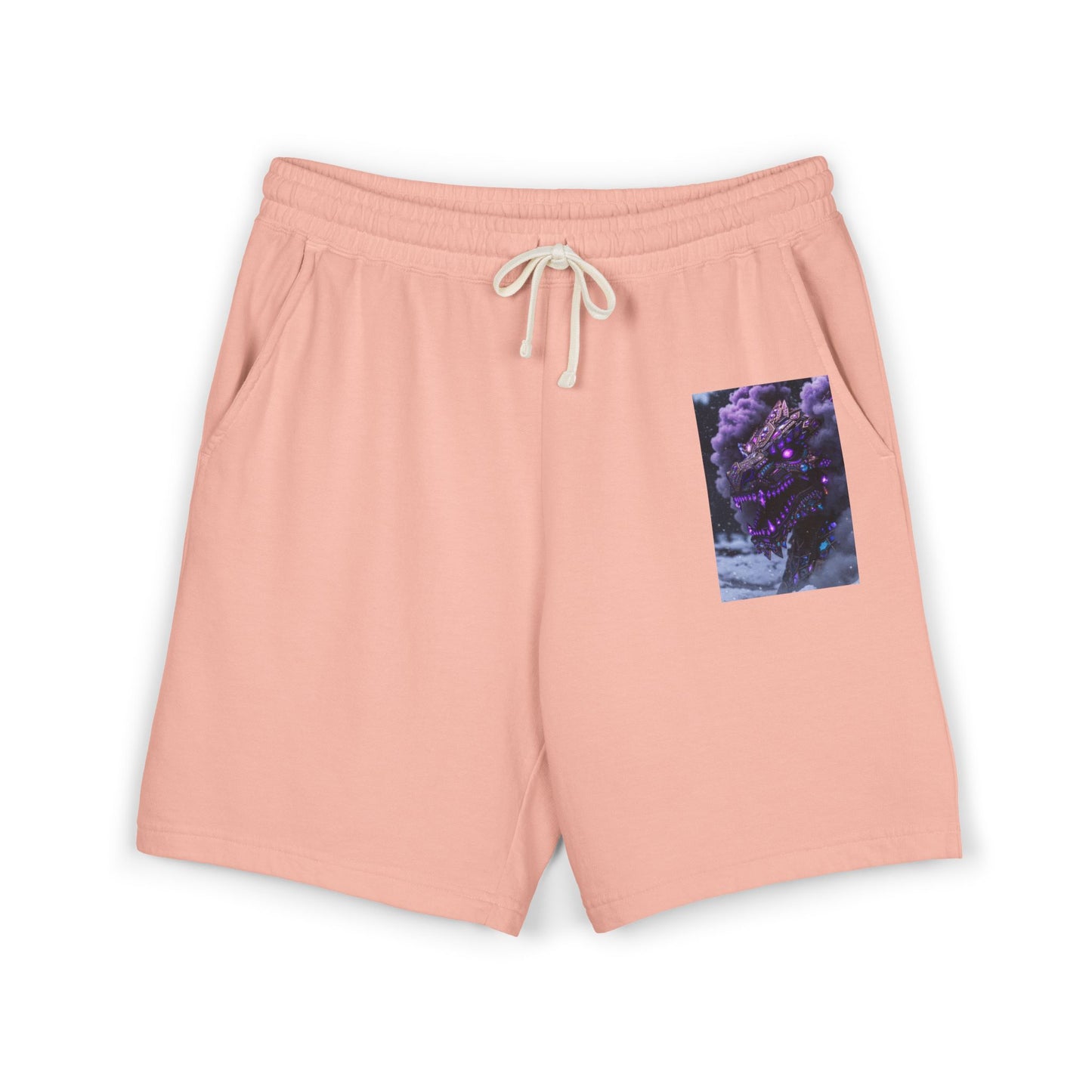 Lightweight Fleece Sweat Shorts with Purple Floral Pocket Print