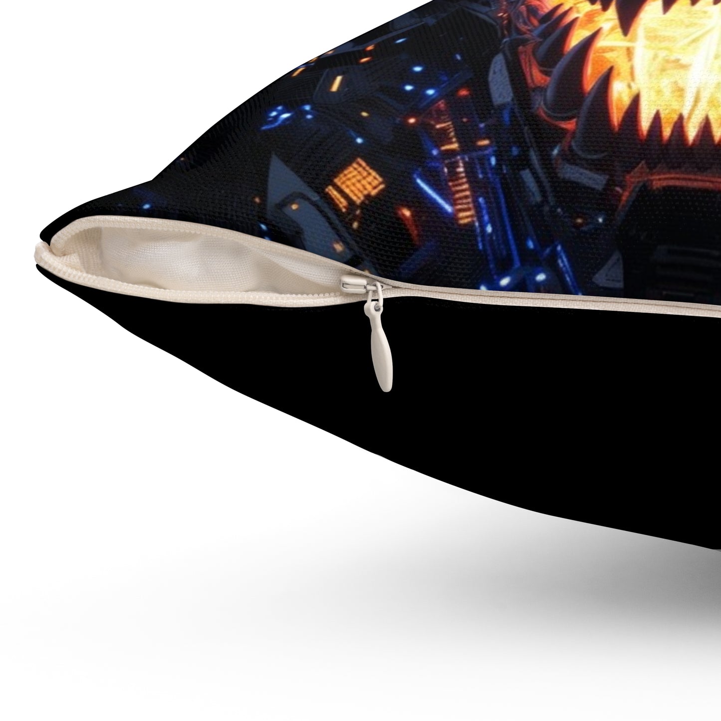 Cyber Dragon Throw Pillow — Glowing Blue Eyes, Lightning Tech Monster Decorative Cushion