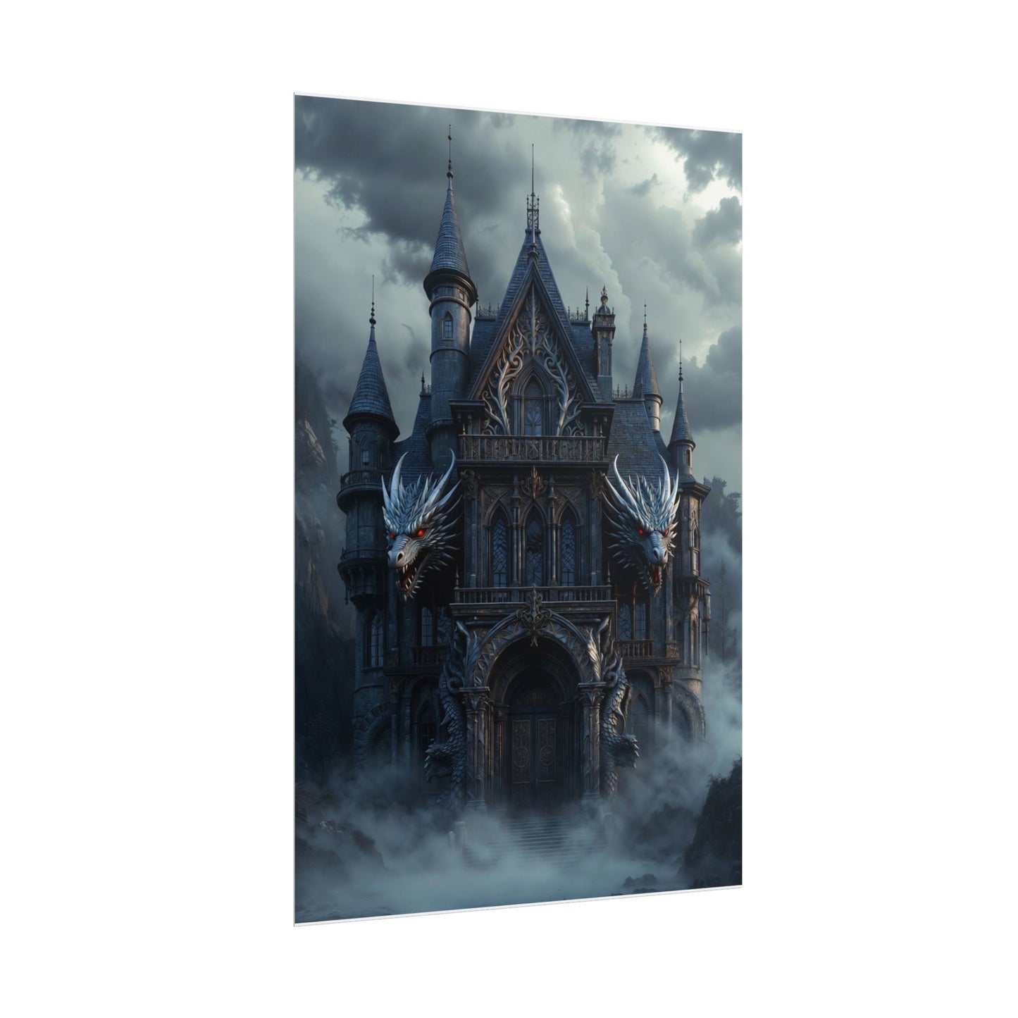 Gothic Dragon Castle Rolled Poster — Dark Fantasy Wall Art