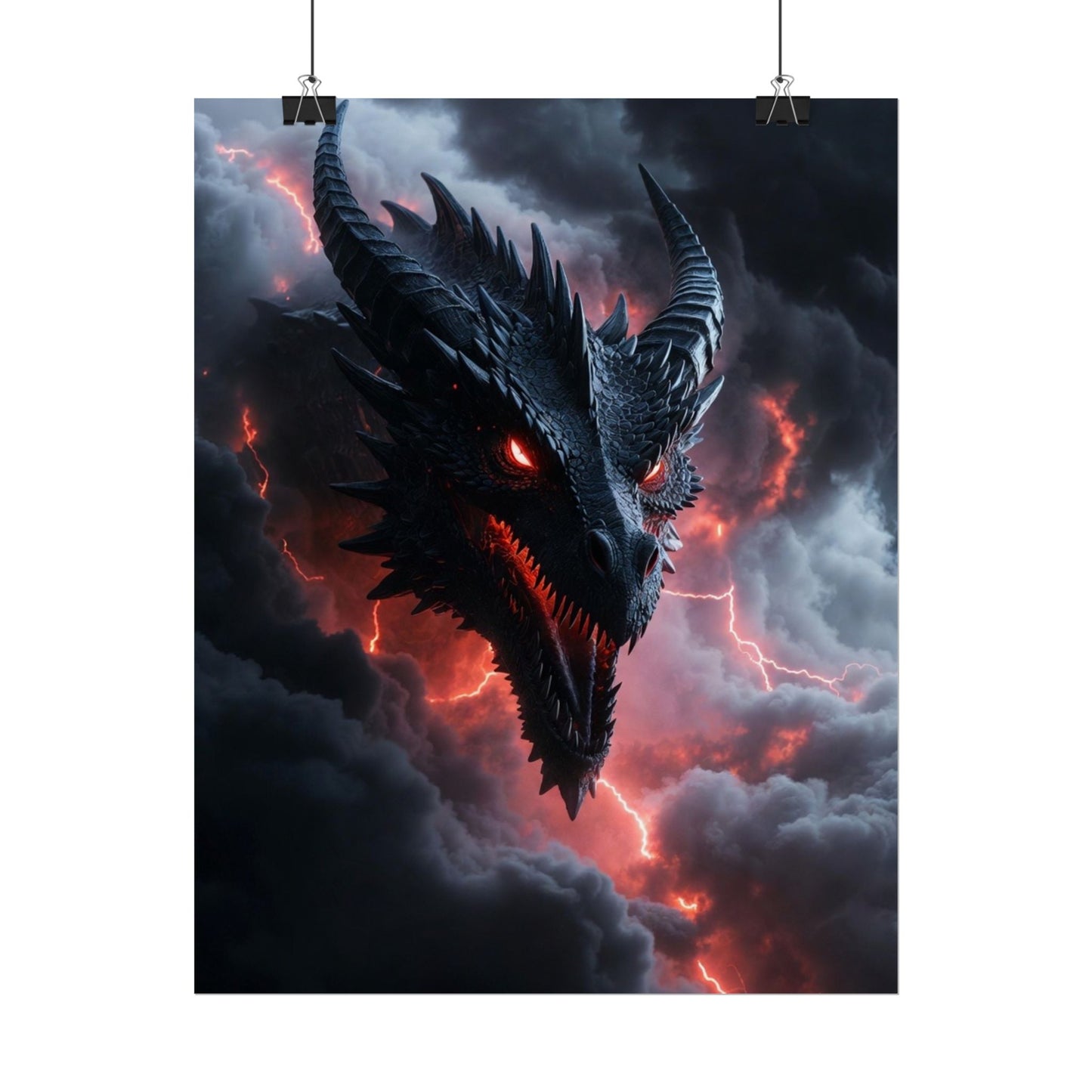Dragon Storm Rolled Poster — Dark Fantasy Dragon Wall Art