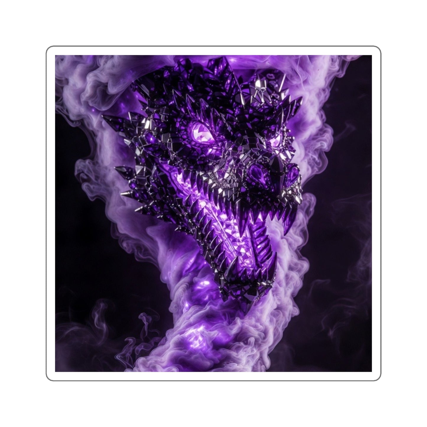 Purple Smoke Dragon Square Sticker — Fantasy Monster Laptop Decal