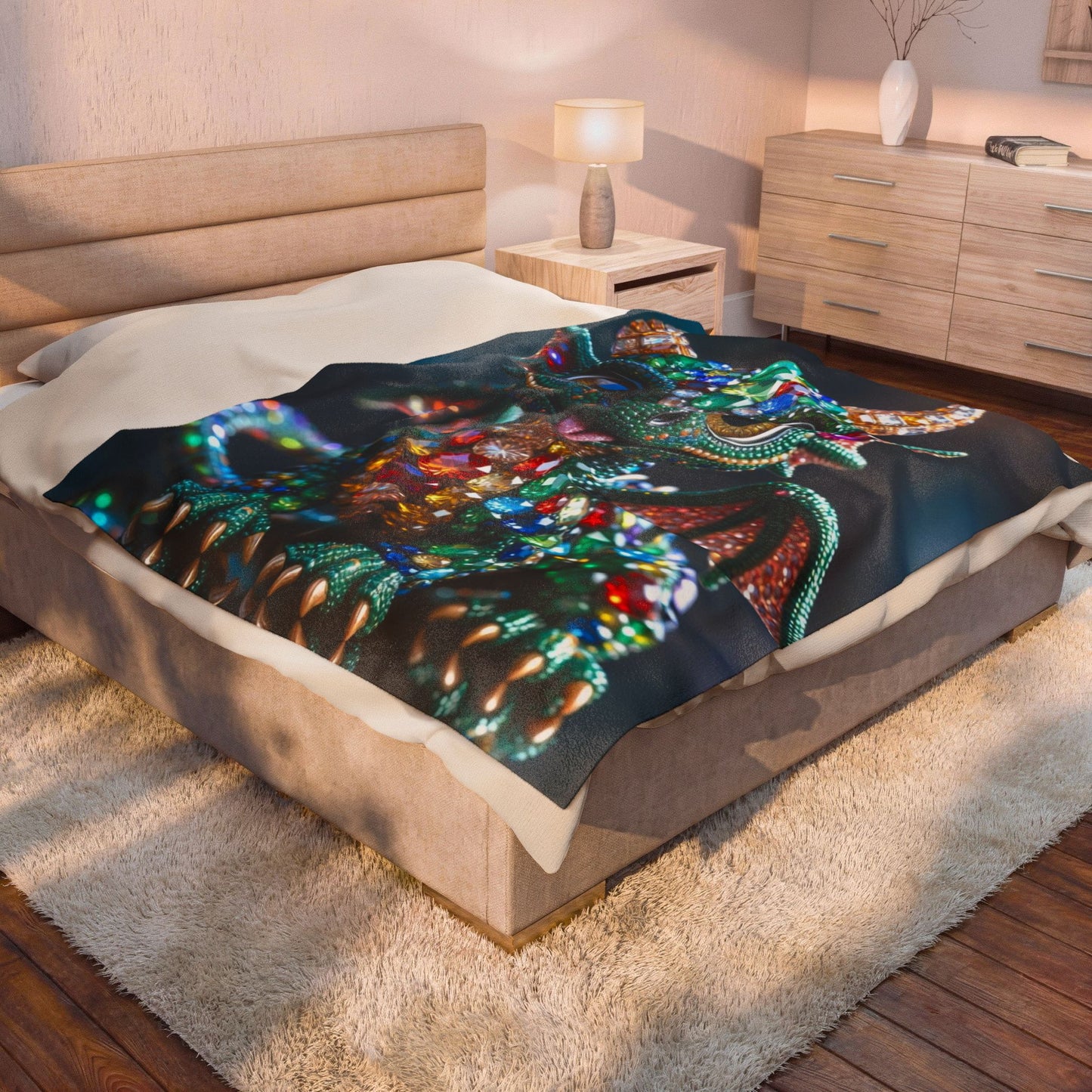 Sparkling Gem Dragon Velveteen Plush Blanket — Cozy Decorative Throw for Kids & Fantasy Fans