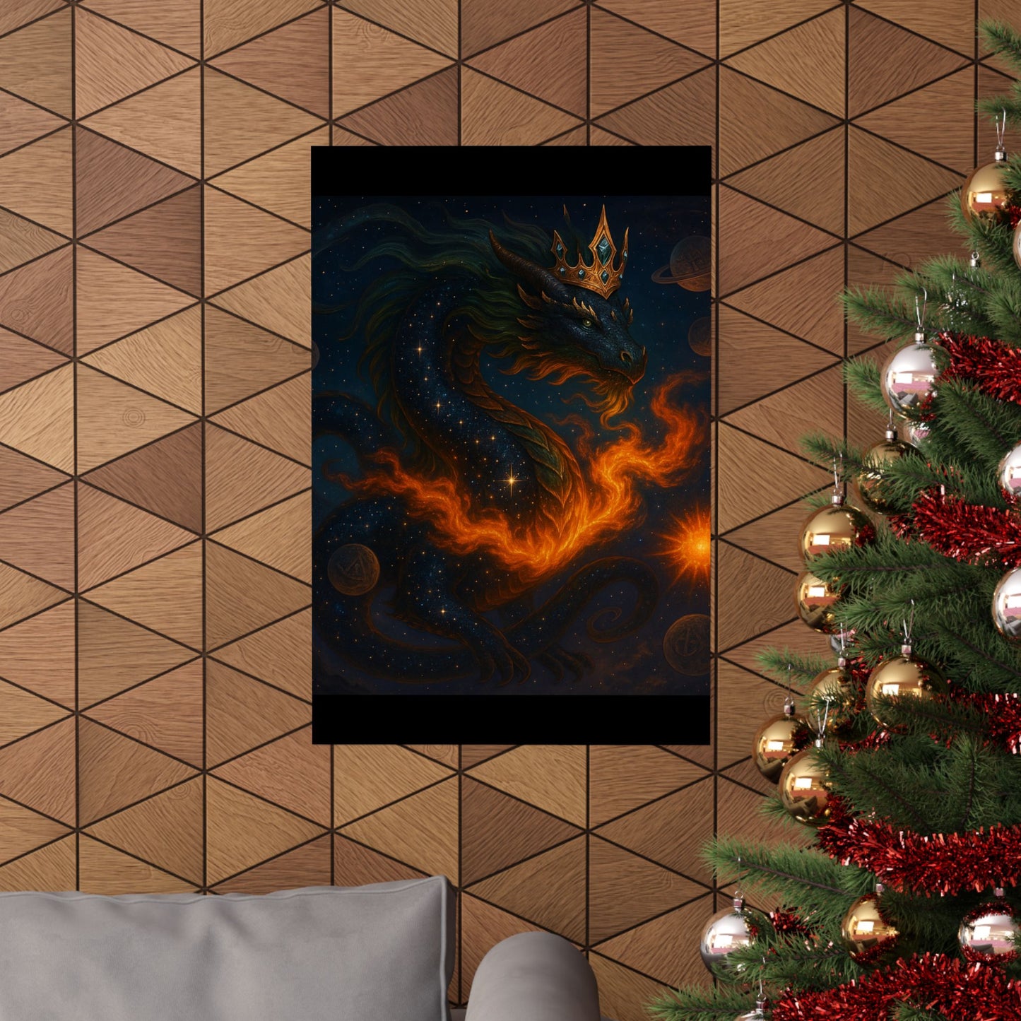 Fantasy Dragon & Genie Matte Vertical Poster - Unique Wall Art for Home Decor