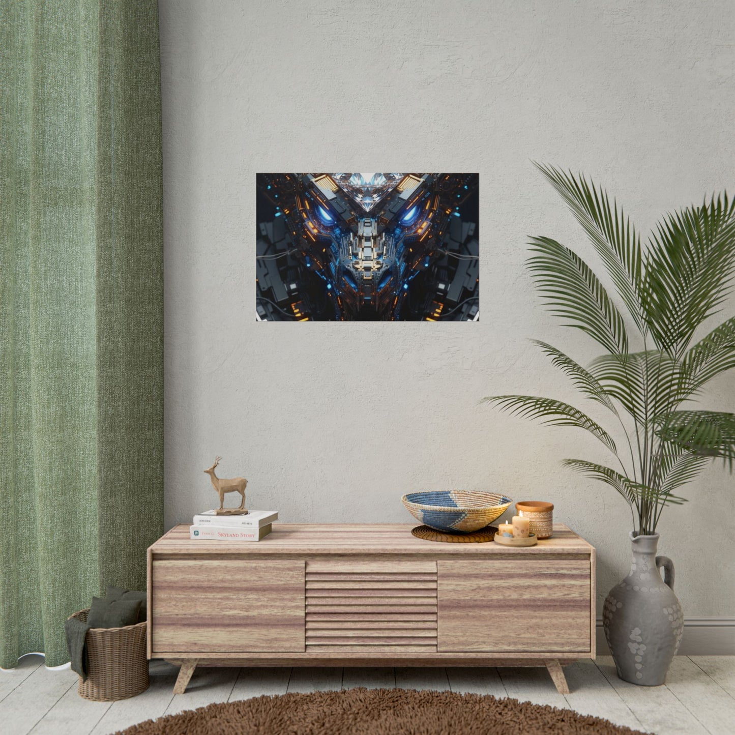Futuristic Mech Dragon Poster – Cybernetic Robot Art Print