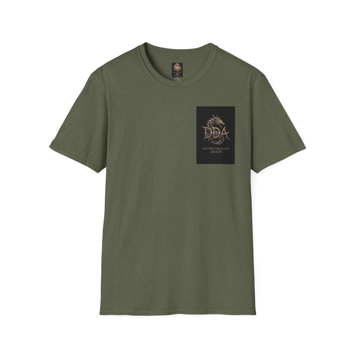 #1 Selling Dragon Logo Pocket T-Shirt — "DDA Divine Dragon Armor" Chest Patch