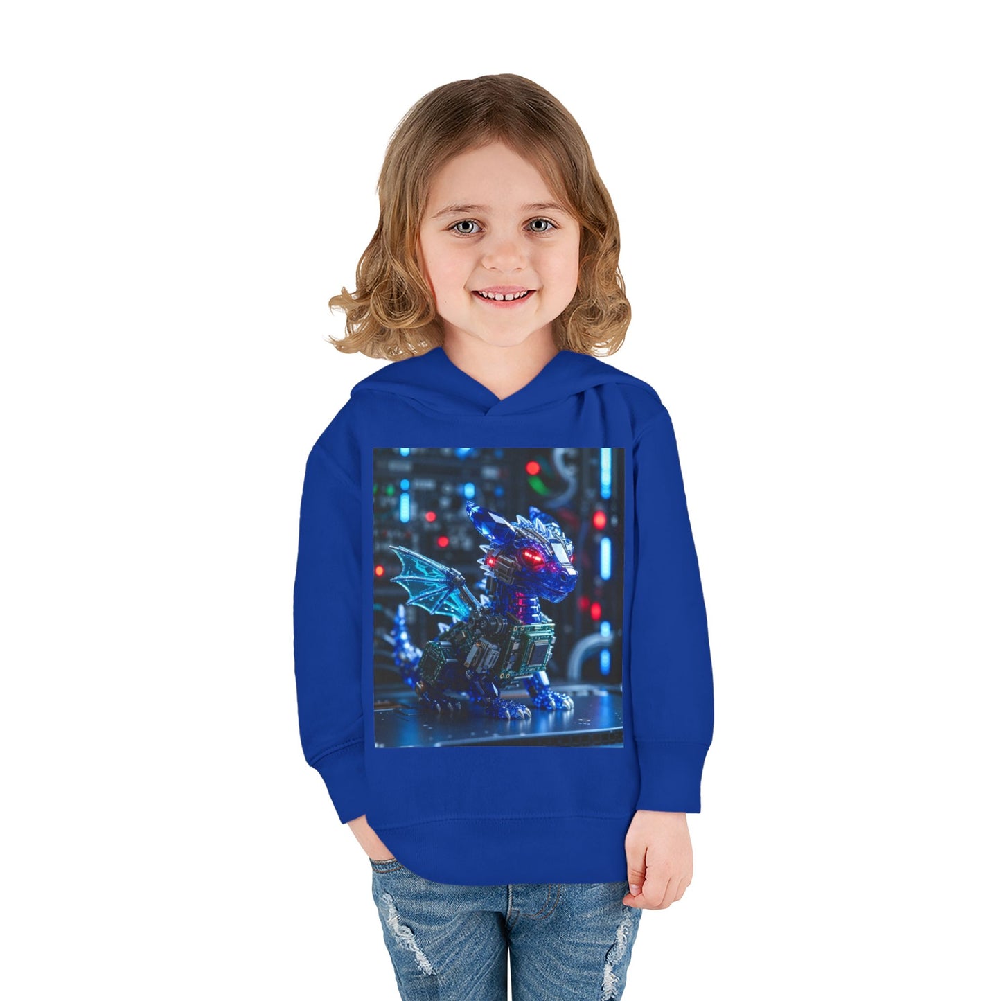 Toddler Hoodie — Neon Robot Dragon Pullover for Kids