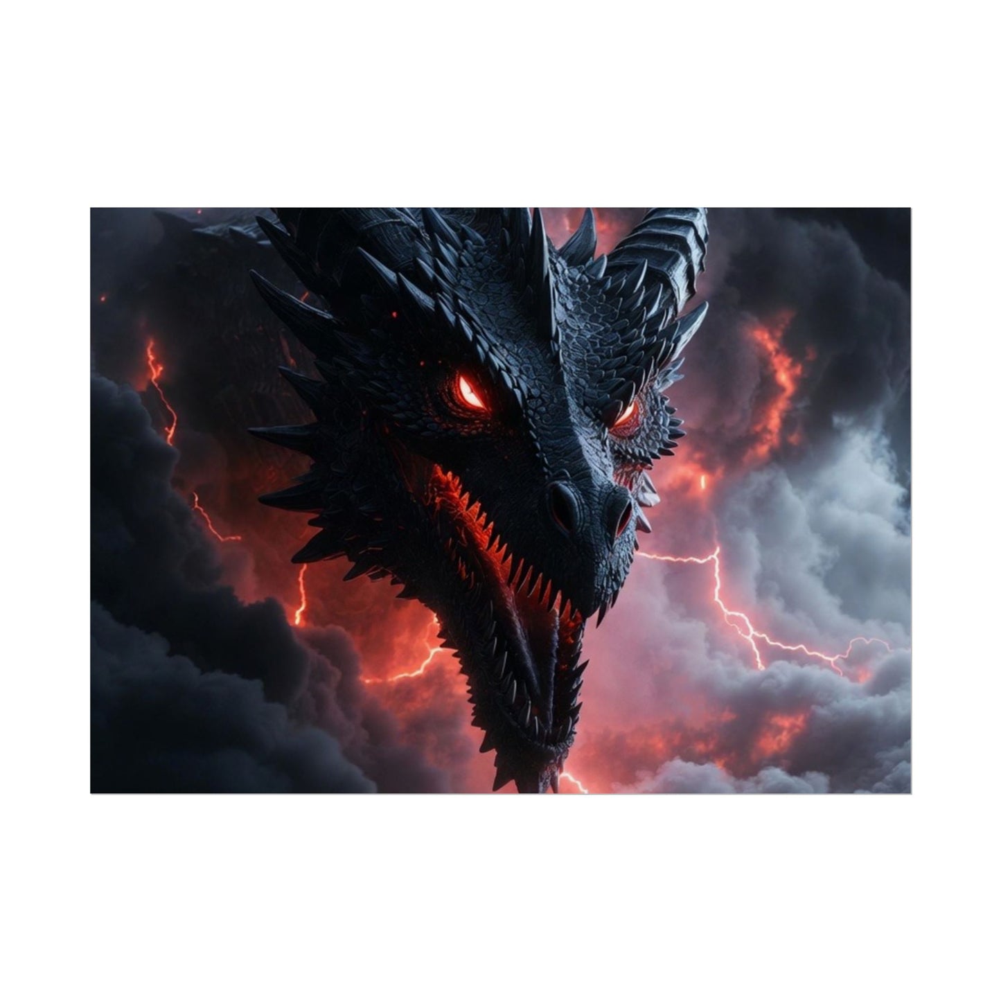 Dragon Storm Rolled Poster — Dark Fantasy Dragon Wall Art
