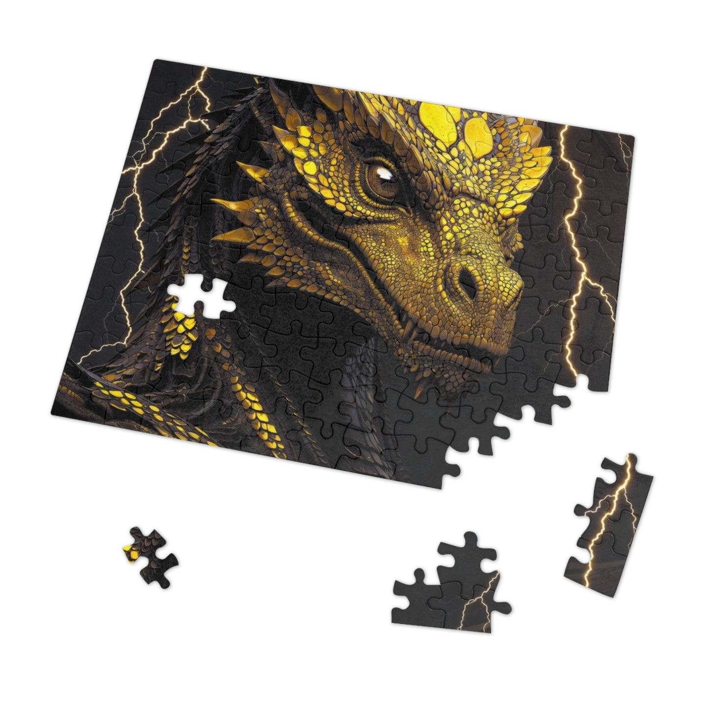 Dragon Gem Jigsaw Puzzle with Tin, Fantasy Puzzle, Kids Activities, Gifts for Game Lovers, Unique Collectible Piece