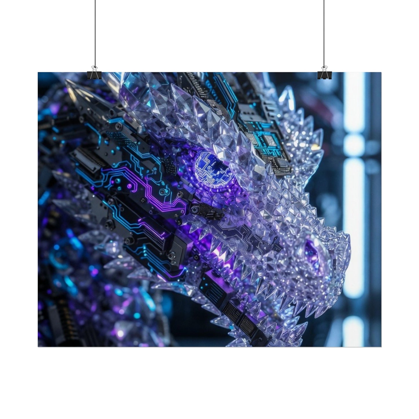 Rolled Poster — Cyber Crystal Dragon Art Print