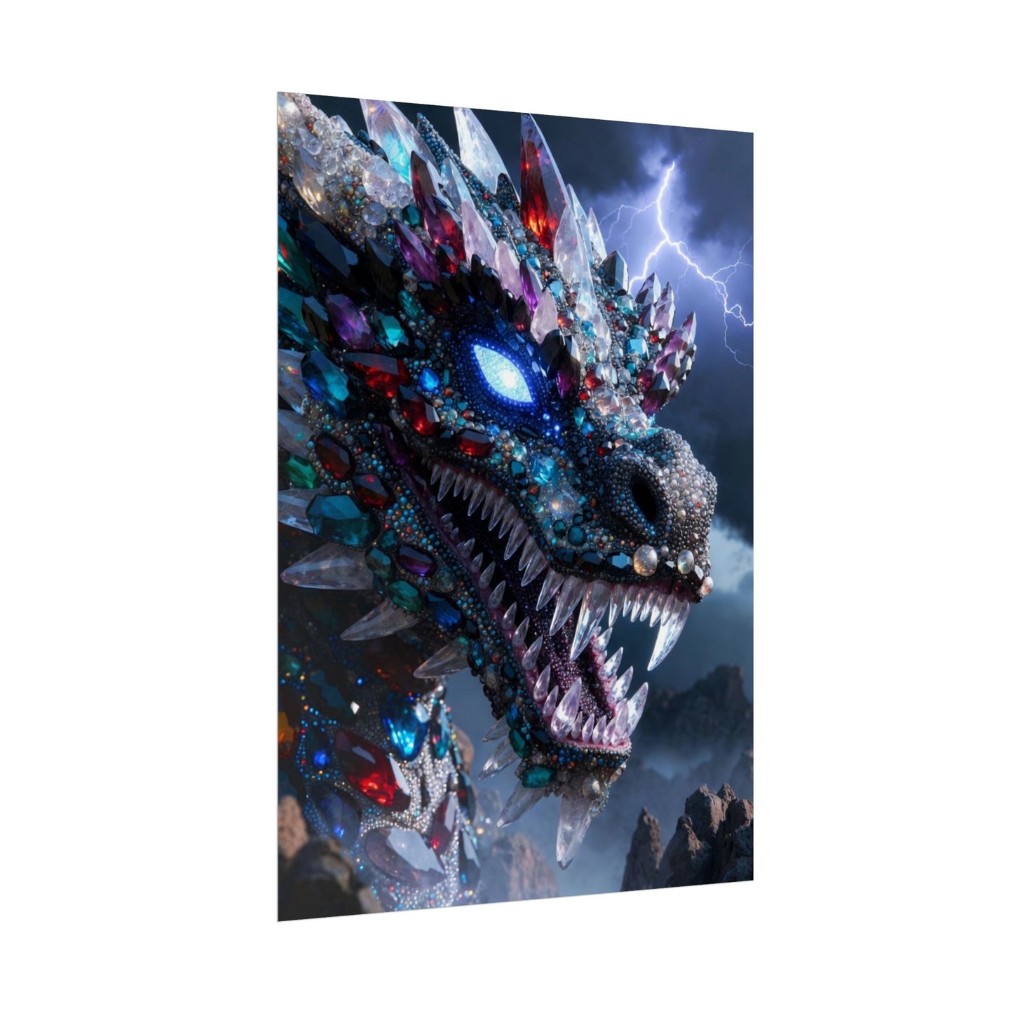 Dragon Crystal Poster — Fantasy Gem-Encrusted Dragon Wall Art (Rolled Poster)