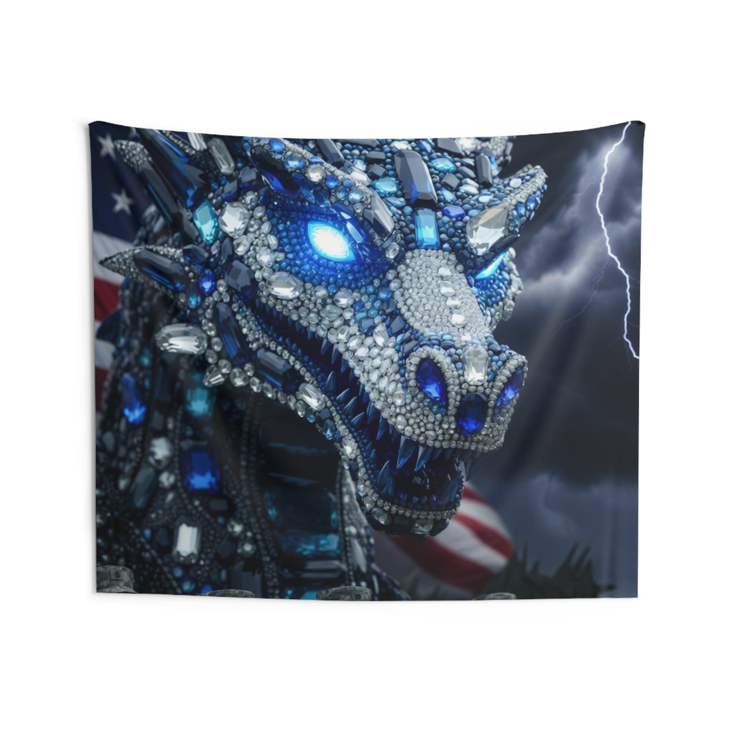 Patriotic Crystal Dragon Wall Tapestry — Military Tribute Indoor Decor