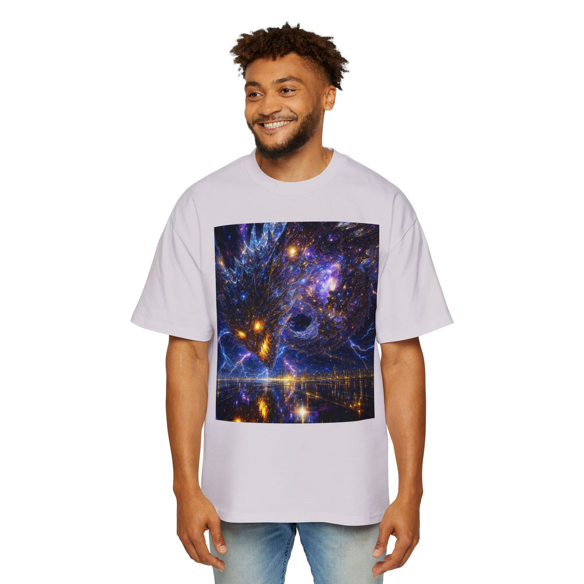A Men's Oversized Cosmic Art Tee - Unique Space Graphic T-Shirt for Casual Wear, Sci-Fi Lovers, Gift for Birthdays, Festivals, Art Enthusiasts