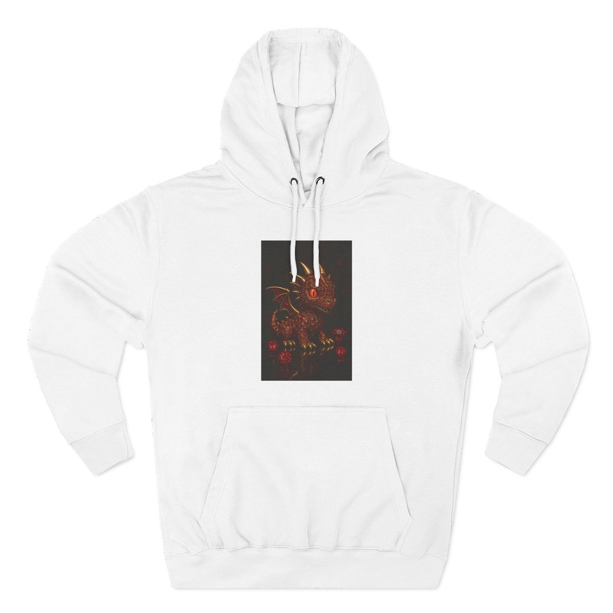 A RUBY RED Dragon Swirl Fleece Hoodie - Three-Panel Design for Fantasy Lovers