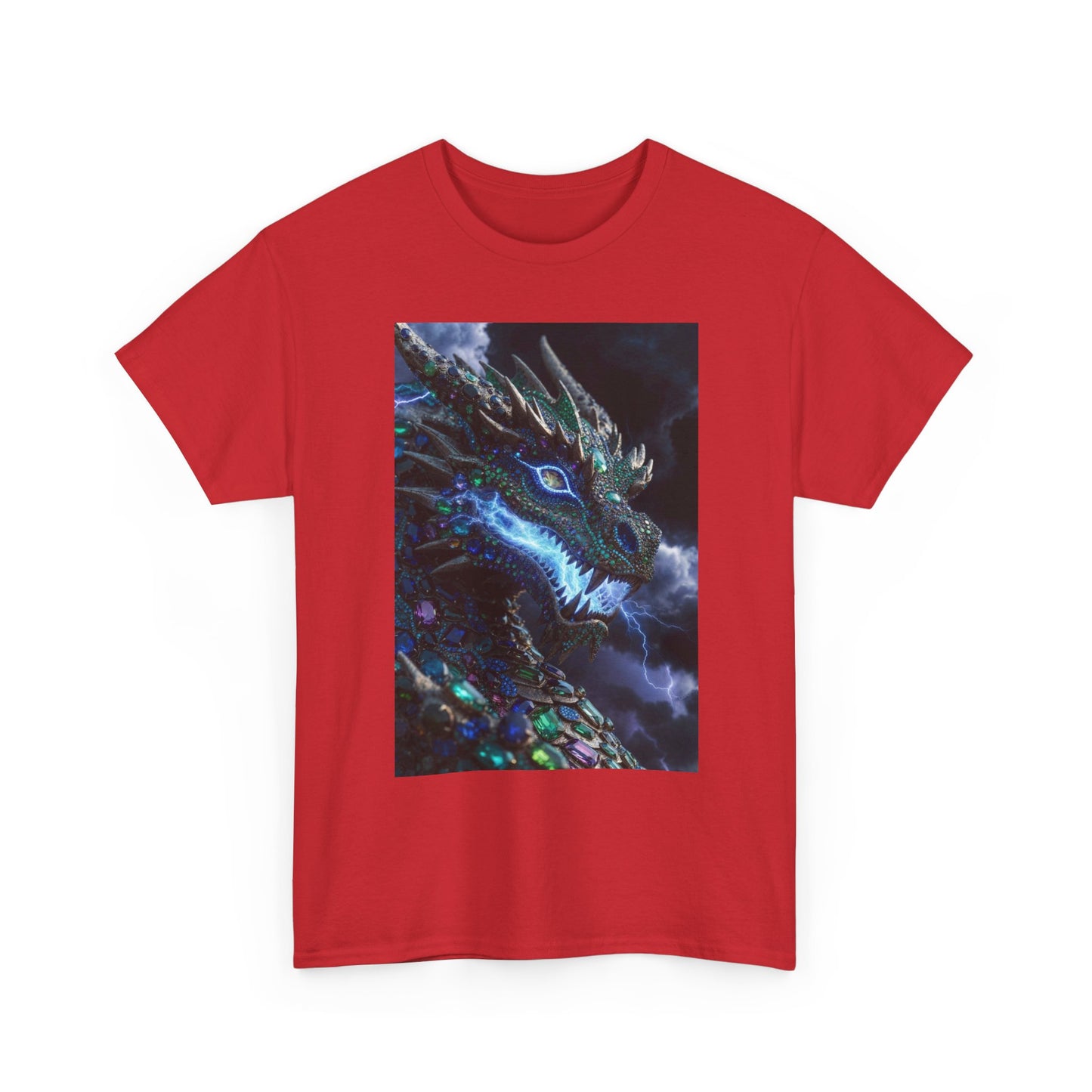 Dragon Portrait T‑Shirt — Neon Blue Fantasy Dragon Graphic Tee