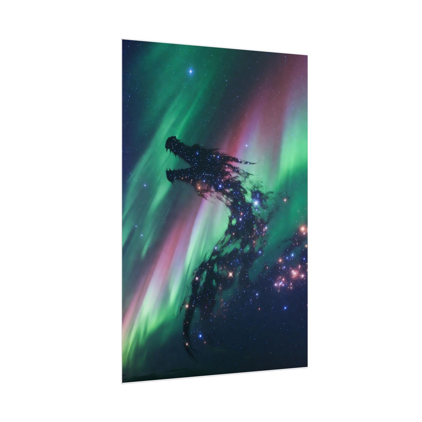 Aurora Dragon Poster — Cosmic Northern Lights Wall Art (Rolled Poster)