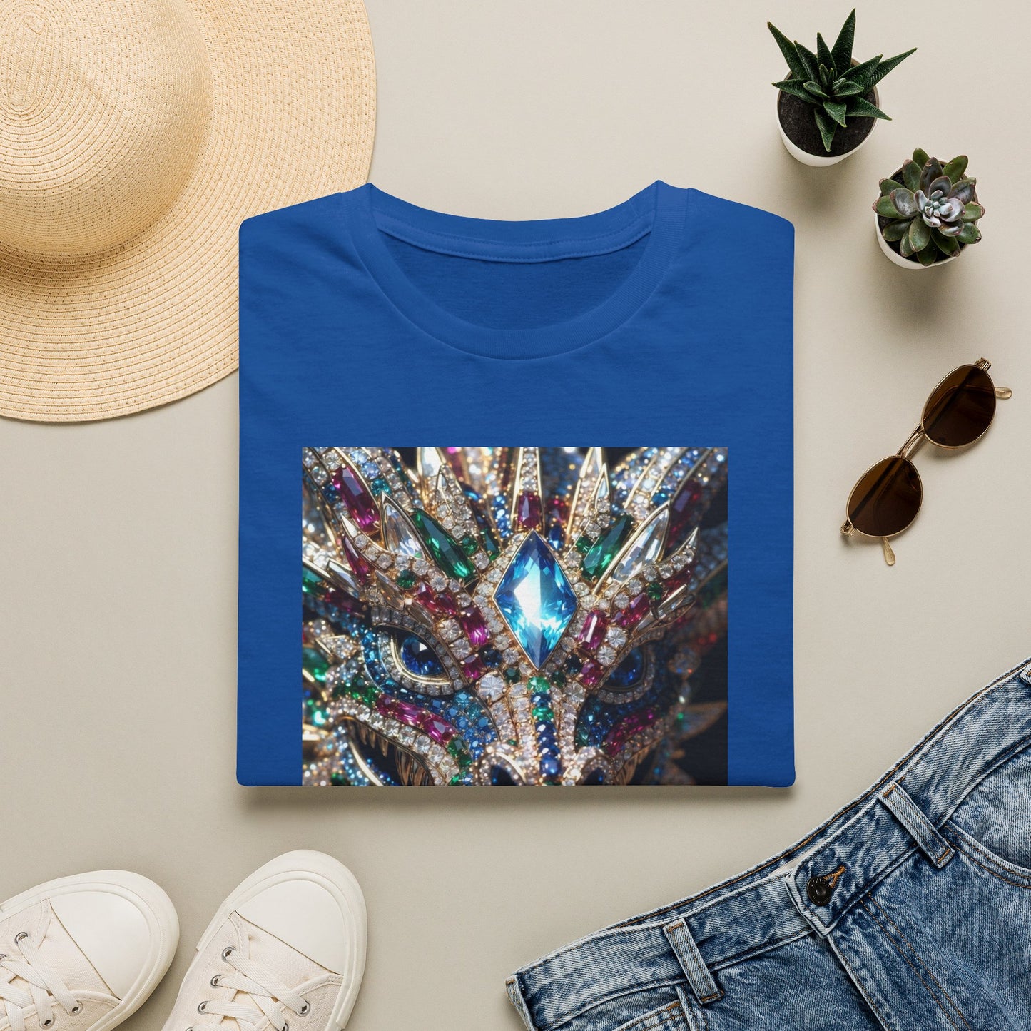 # 1 Dragon selling Gemstone Mask T-Shirt — Jewel-Encrusted Festival Tee