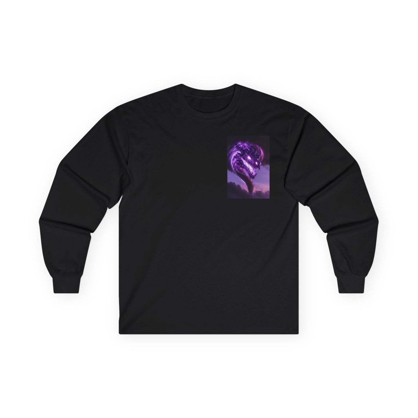 Purple Dragon Chest Graphic Long Sleeve Tee