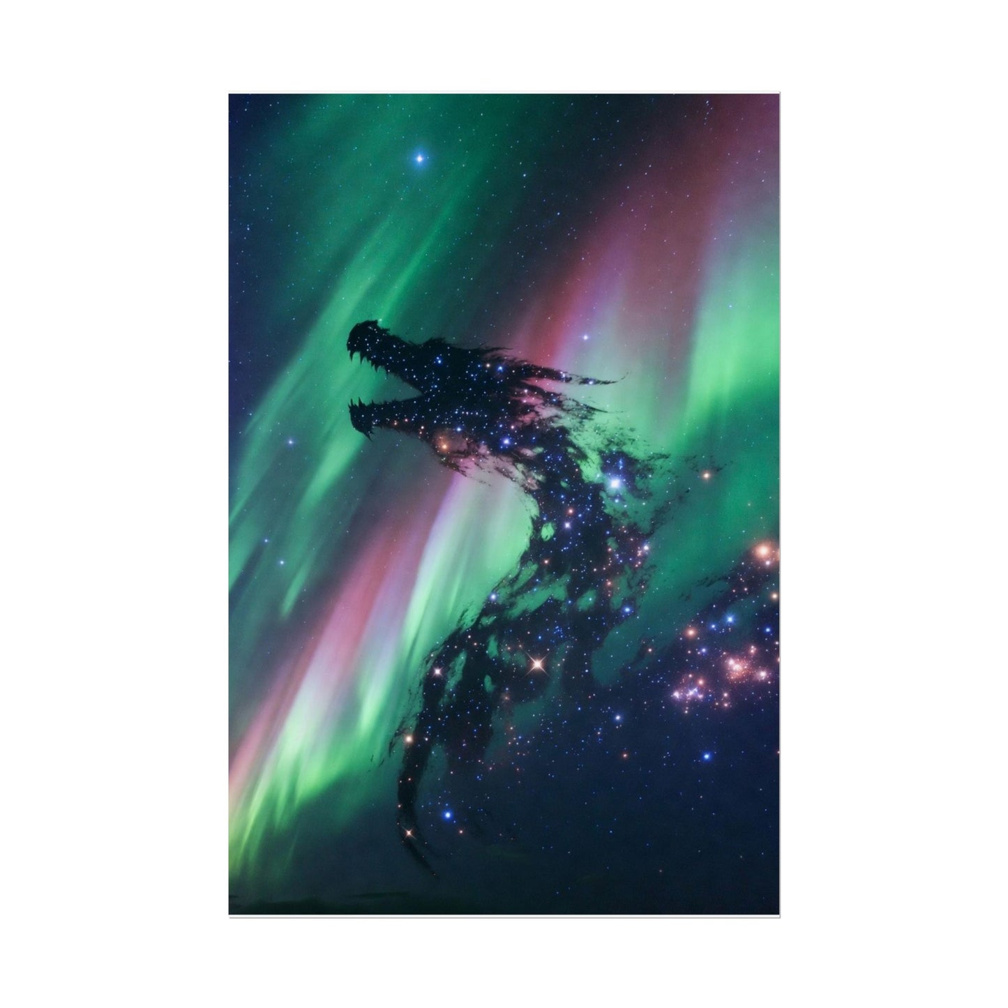 Aurora Dragon Poster — Cosmic Northern Lights Wall Art (Rolled Poster)