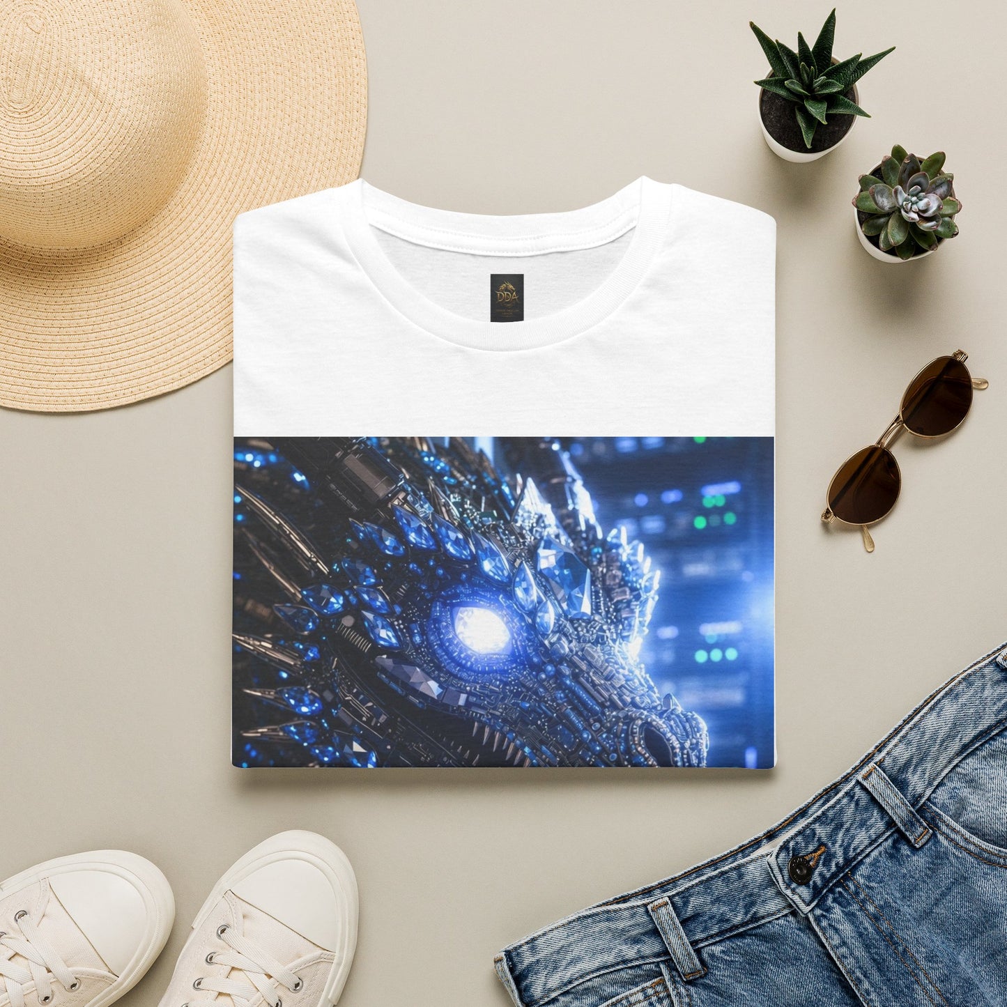 A Cyber Dragon Graphic T-Shirt — Futuristic Neon Dragon Design