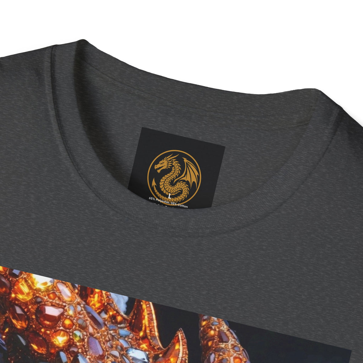 A Gemstone Dragon Head Graphic T-Shirt — Fiery Fantasy Scaly Creature Design