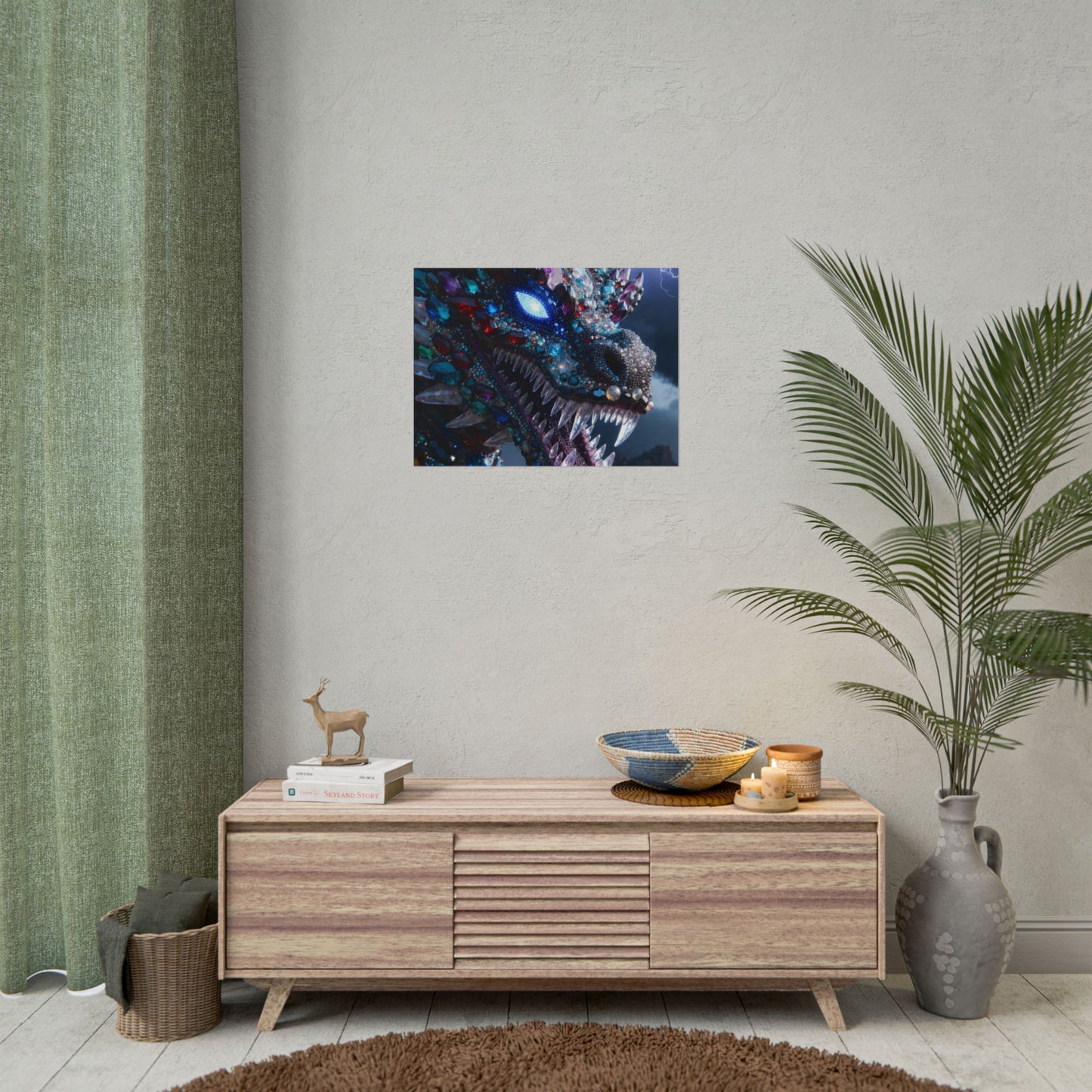 Dragon Crystal Poster — Fantasy Gem-Encrusted Dragon Wall Art (Rolled Poster)