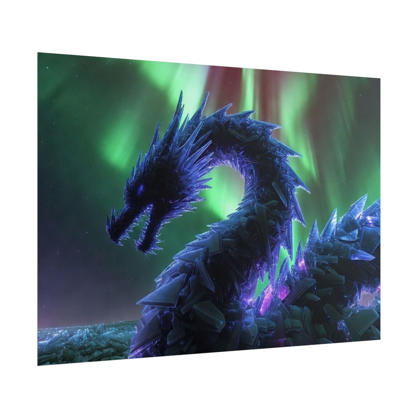 Aurora Crystal Dragon Poster — Fantasy Wall Art Print