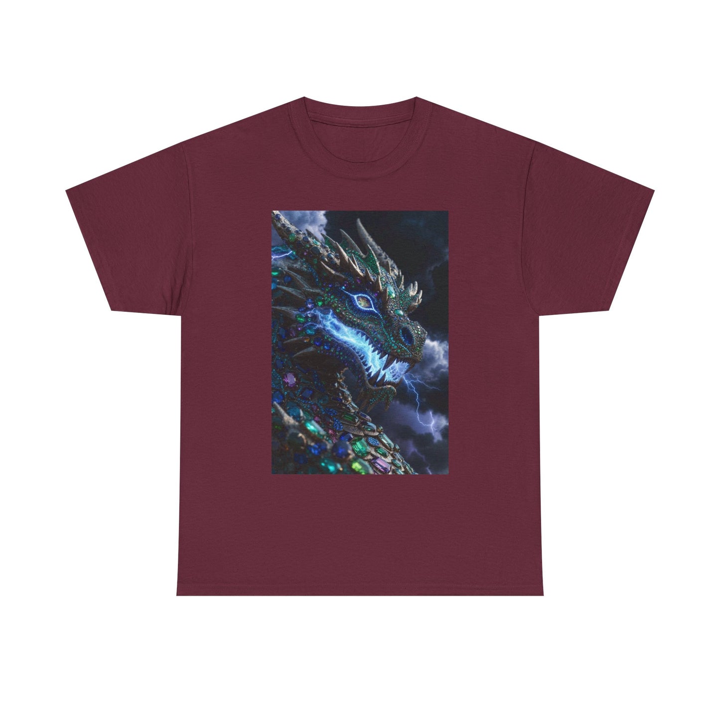 Dragon Portrait T‑Shirt — Neon Blue Fantasy Dragon Graphic Tee
