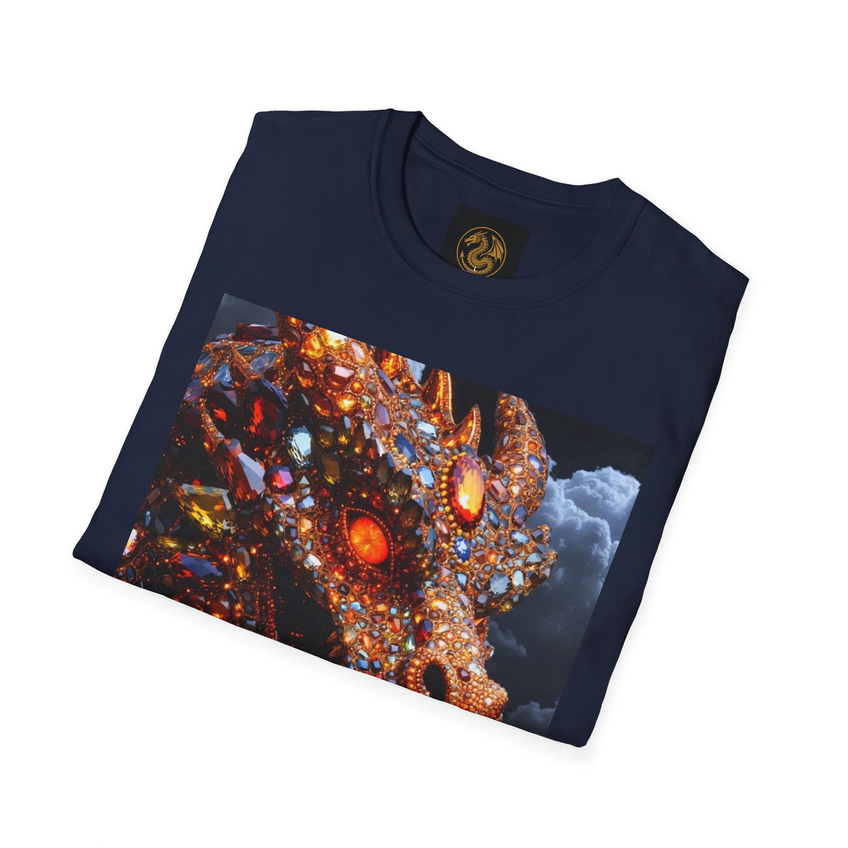 A Gemstone Dragon Head Graphic T-Shirt — Fiery Fantasy Scaly Creature Design