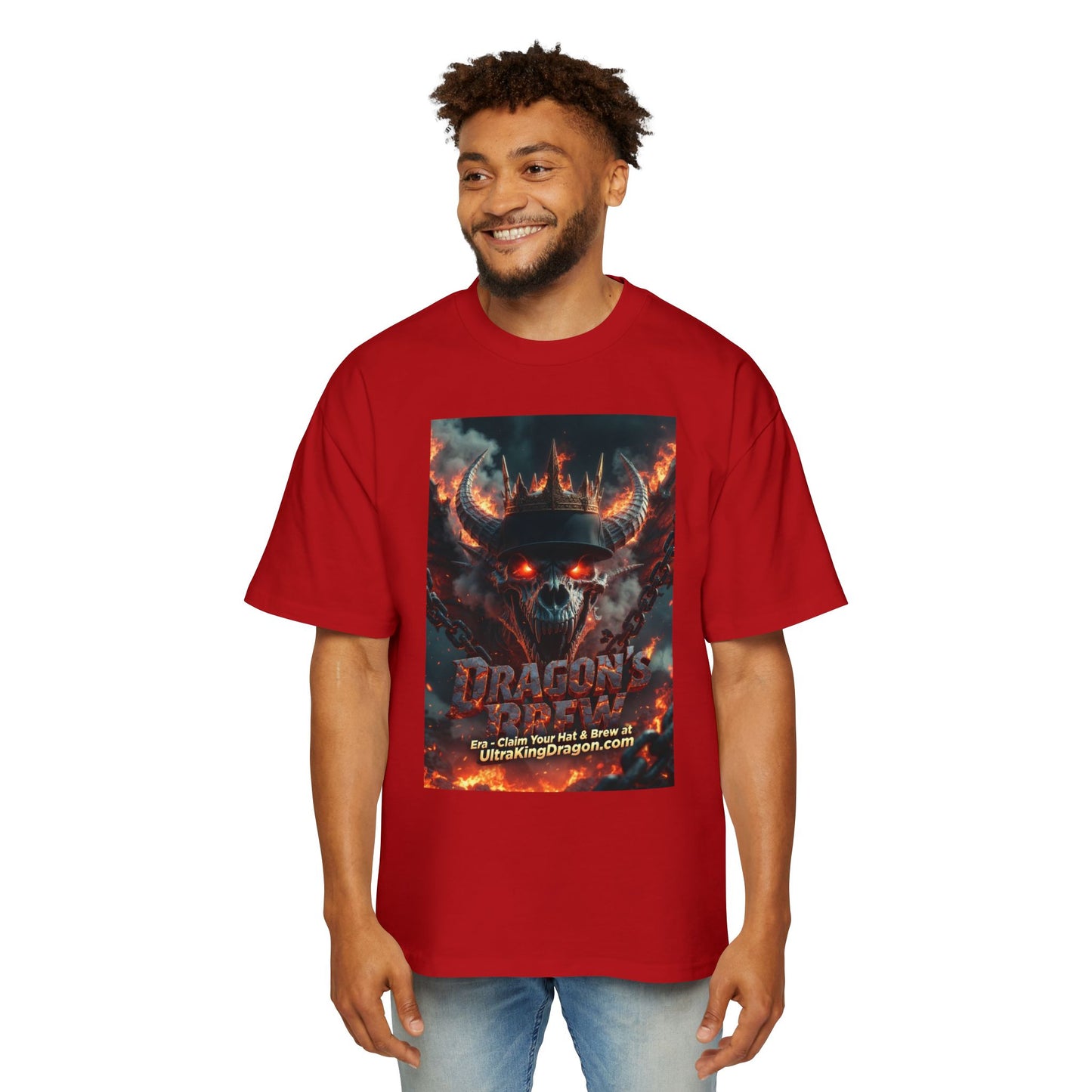 Dragon Skull Graphic Tee — Heavy Oversized Men's Fantasy T-Shirt