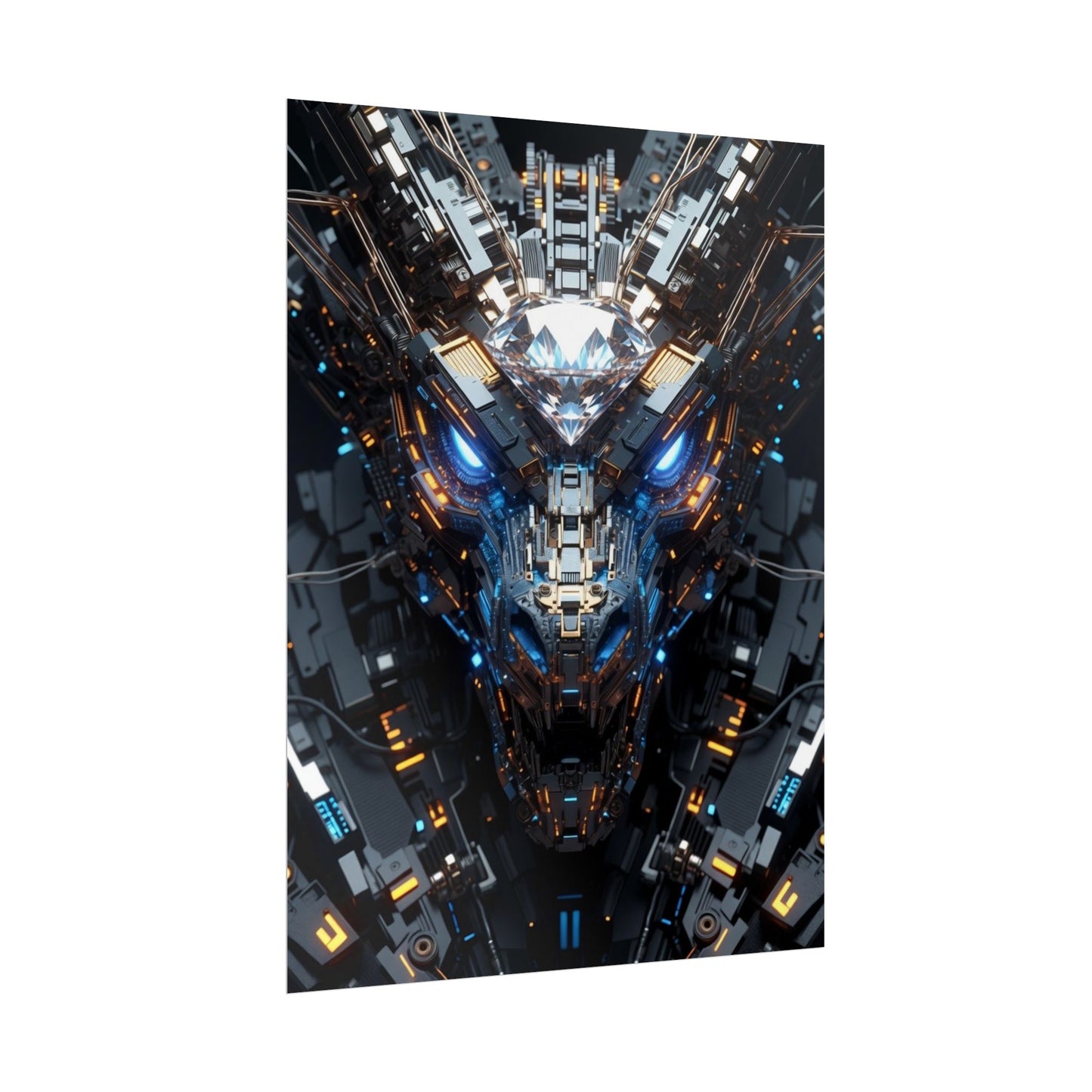Futuristic Mech Dragon Poster – Cybernetic Robot Art Print