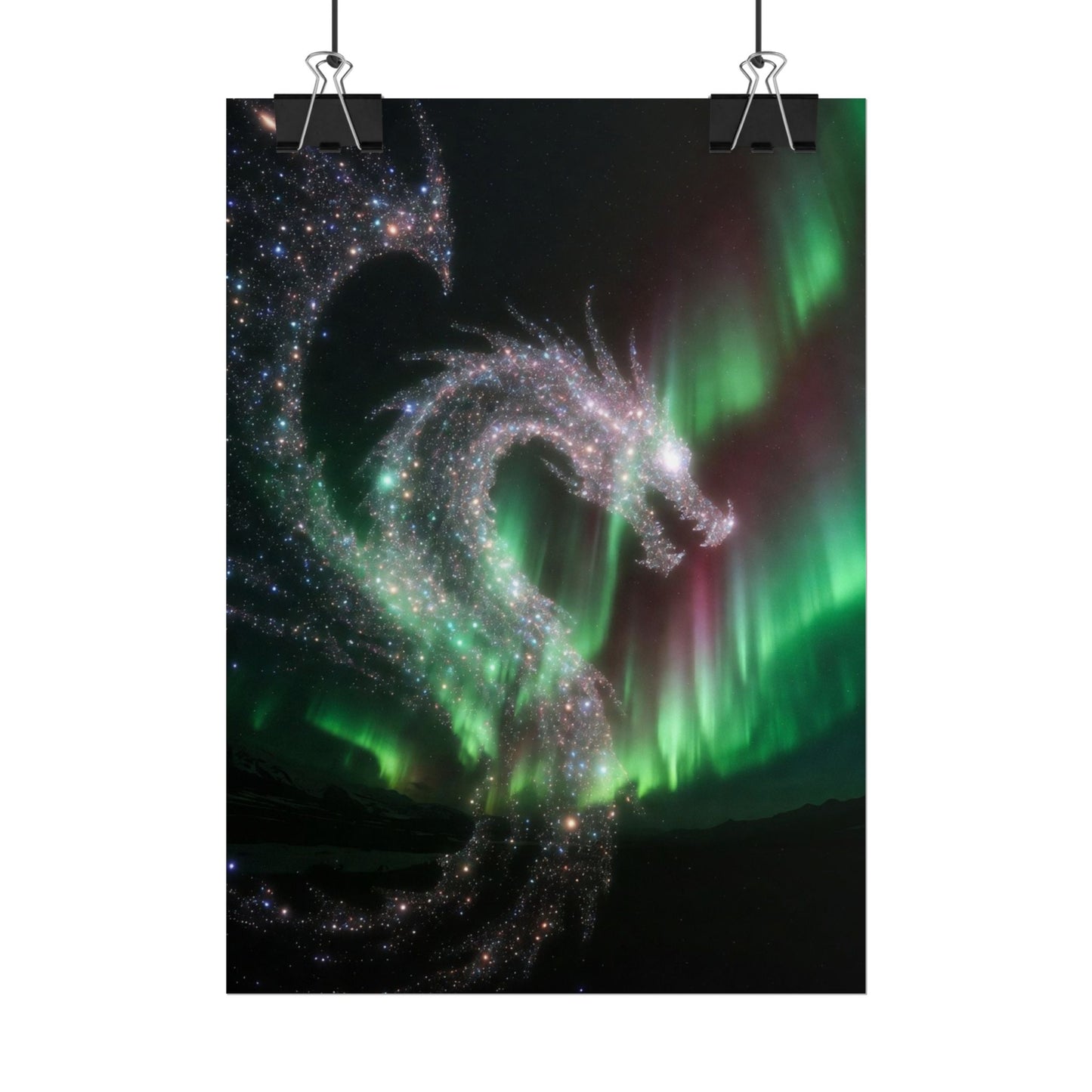 Aurora Dragon Poster — Northern Lights Fantasy Art Print