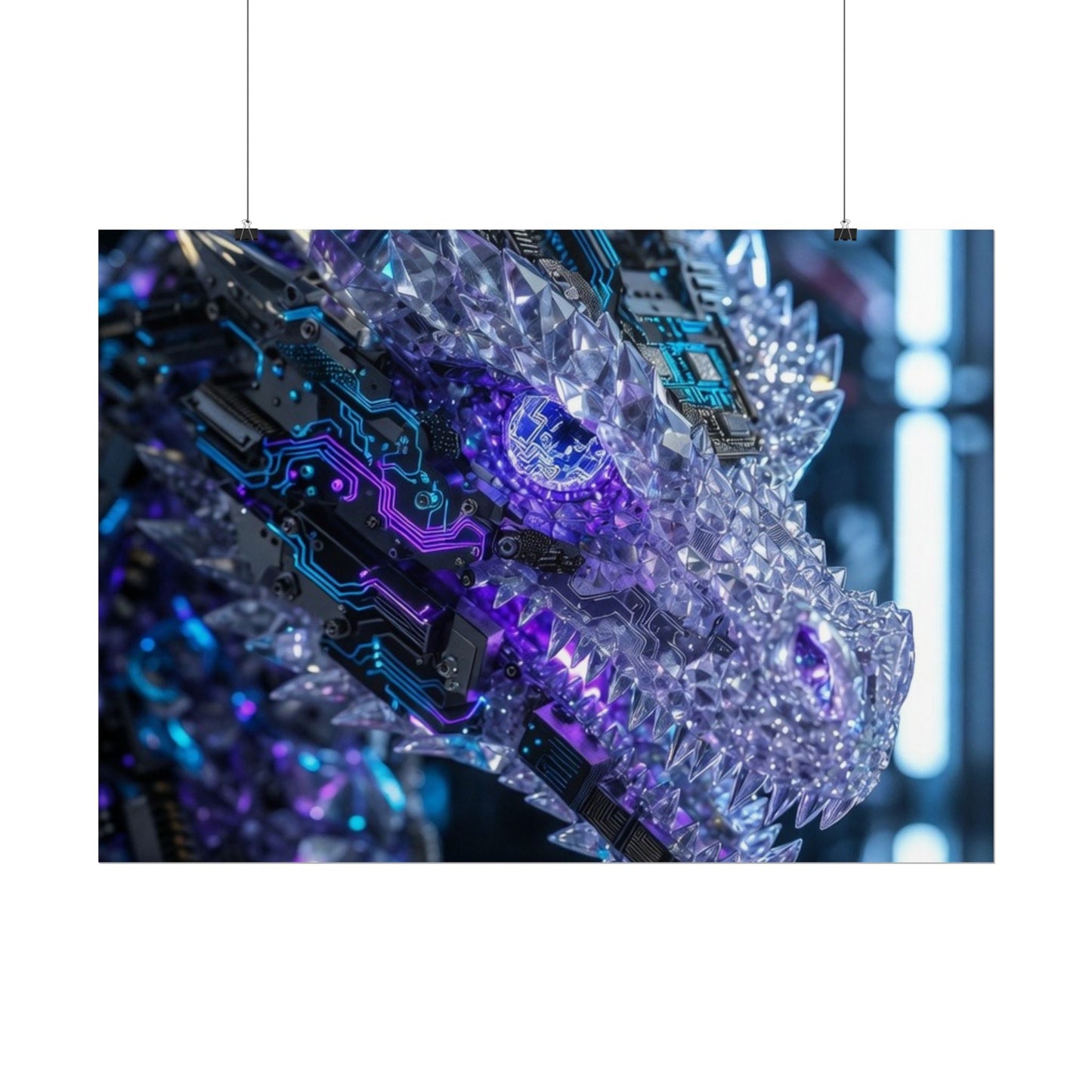 Rolled Poster — Cyber Crystal Dragon Art Print