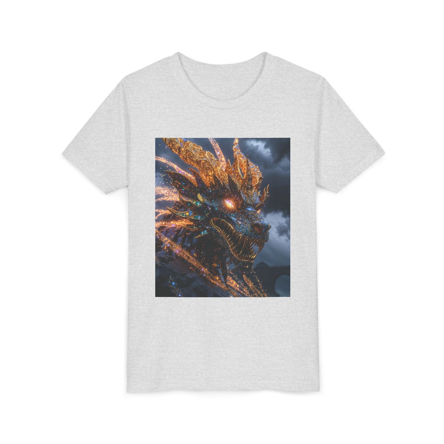 Youth Dragon Tee — Fiery Dragon Head Graphic Kids T‑Shirt