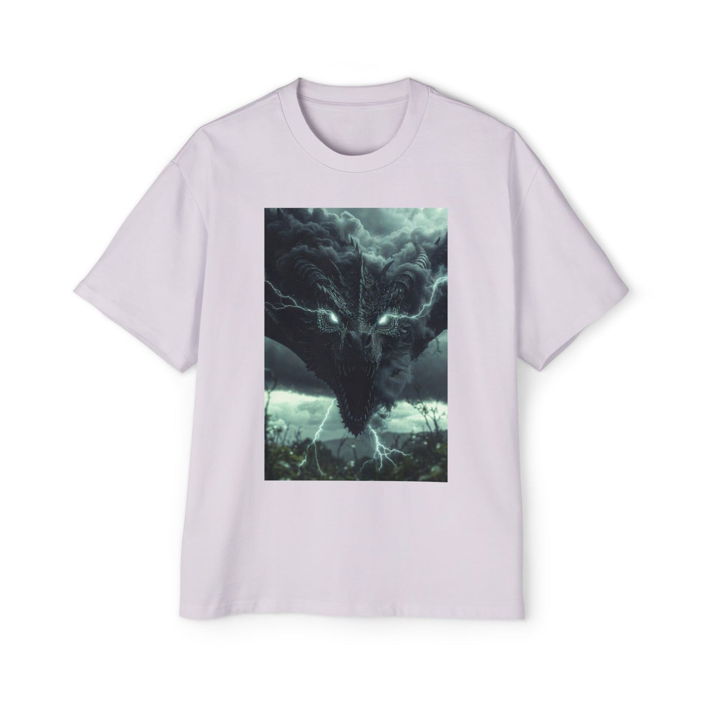 Storm Dragon Graphic Tee — Dark Fantasy Oversized Men's T-Shirt