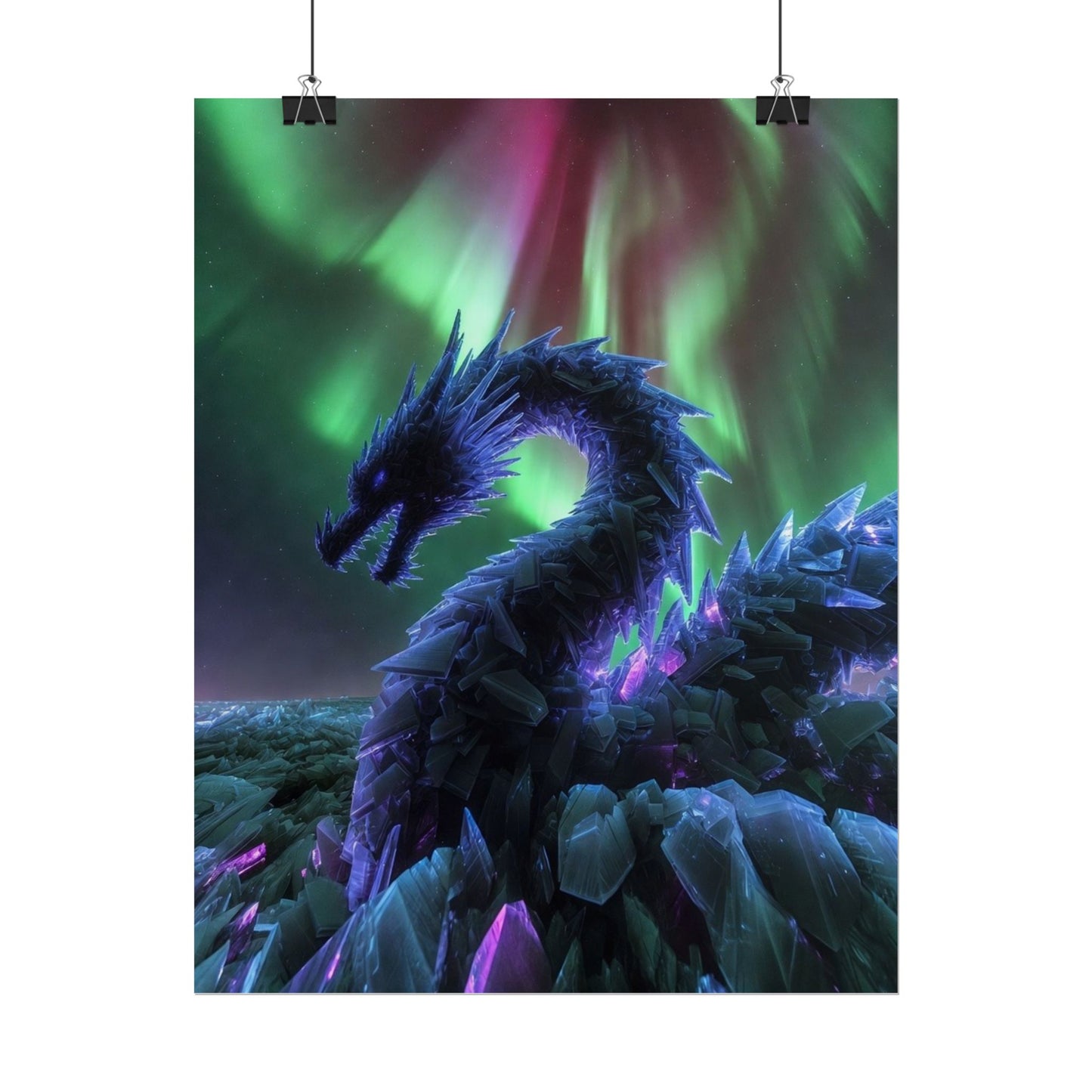 Aurora Crystal Dragon Poster — Fantasy Wall Art Print