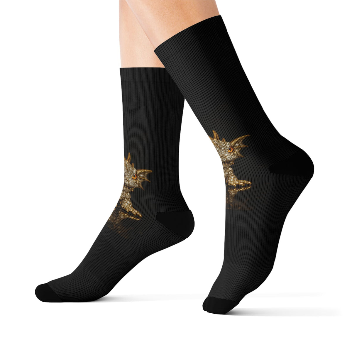 A Diamond Dragon-Inspired Sublimation Socks | Unique Gift for Fantasy Lovers, Cozy Wear, Colorful Design, Trendy Accessories, Perfect for Holidays