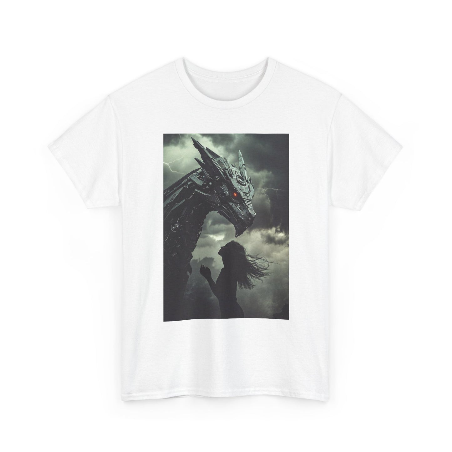 Dragon & Girl Fantasy T-Shirt — Dark Mythical Art Tee
