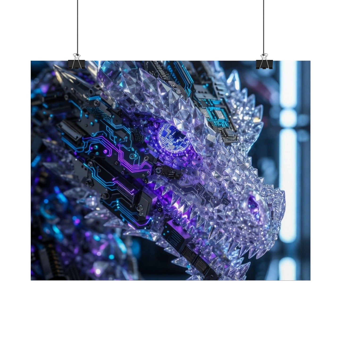 Rolled Poster — Cyber Crystal Dragon Art Print