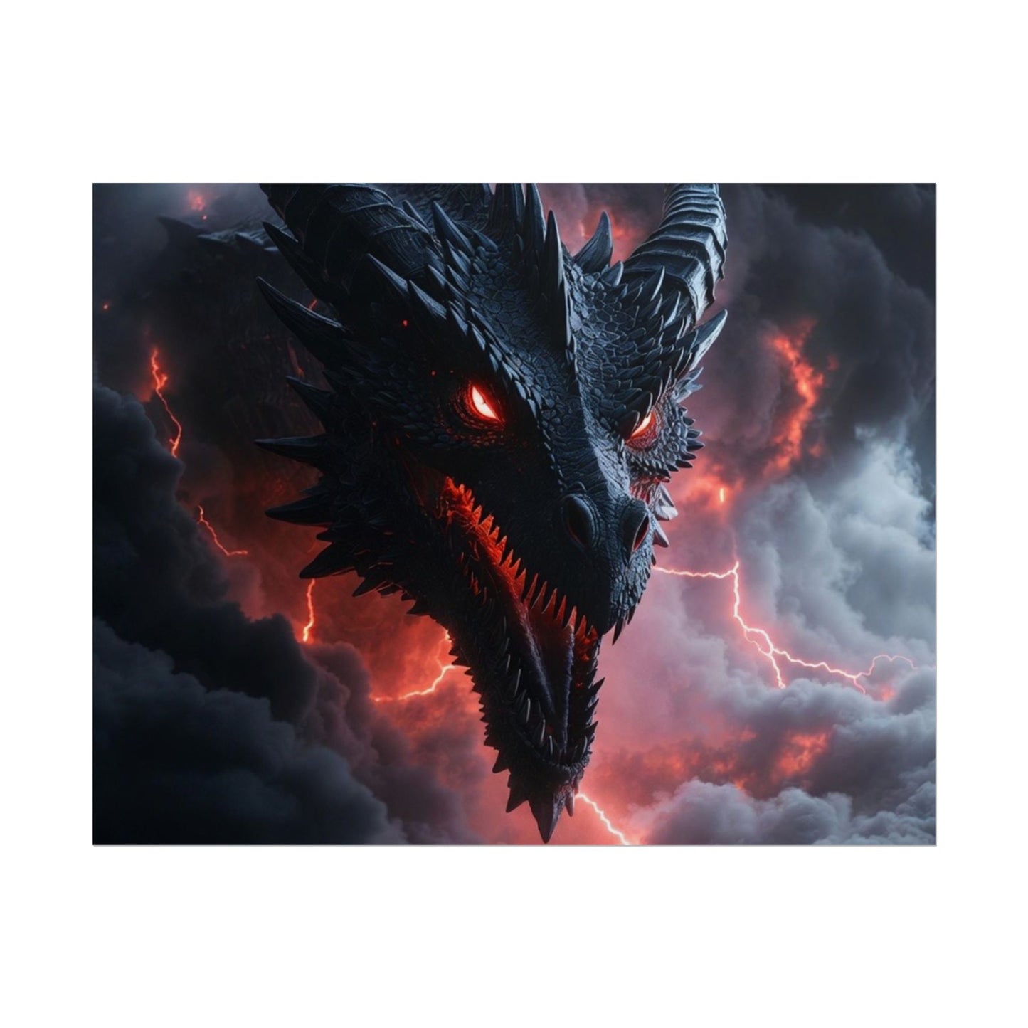 Dragon Storm Rolled Poster — Dark Fantasy Dragon Wall Art