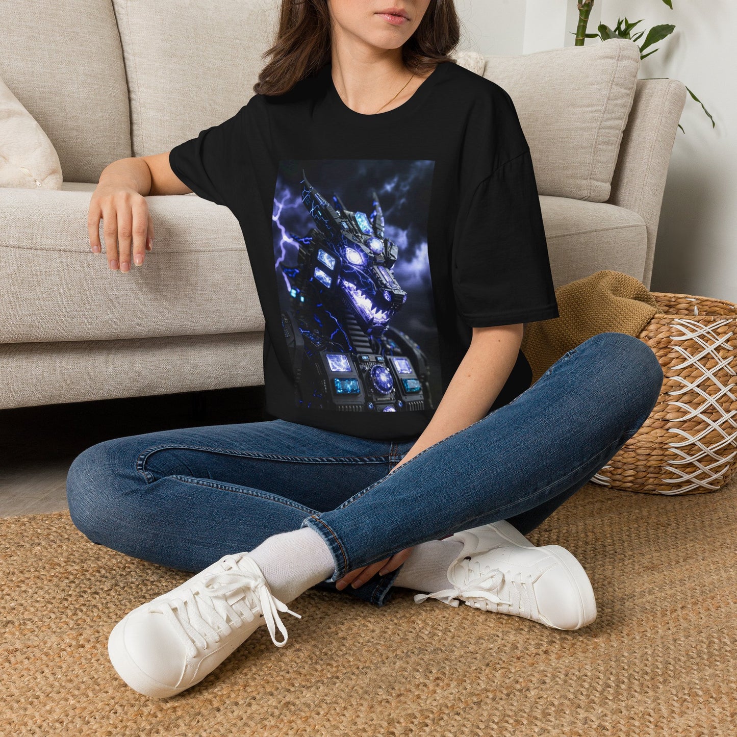 A Dragon Mech Lightning T-Shirt — Cyber Dragon Graphic Tee