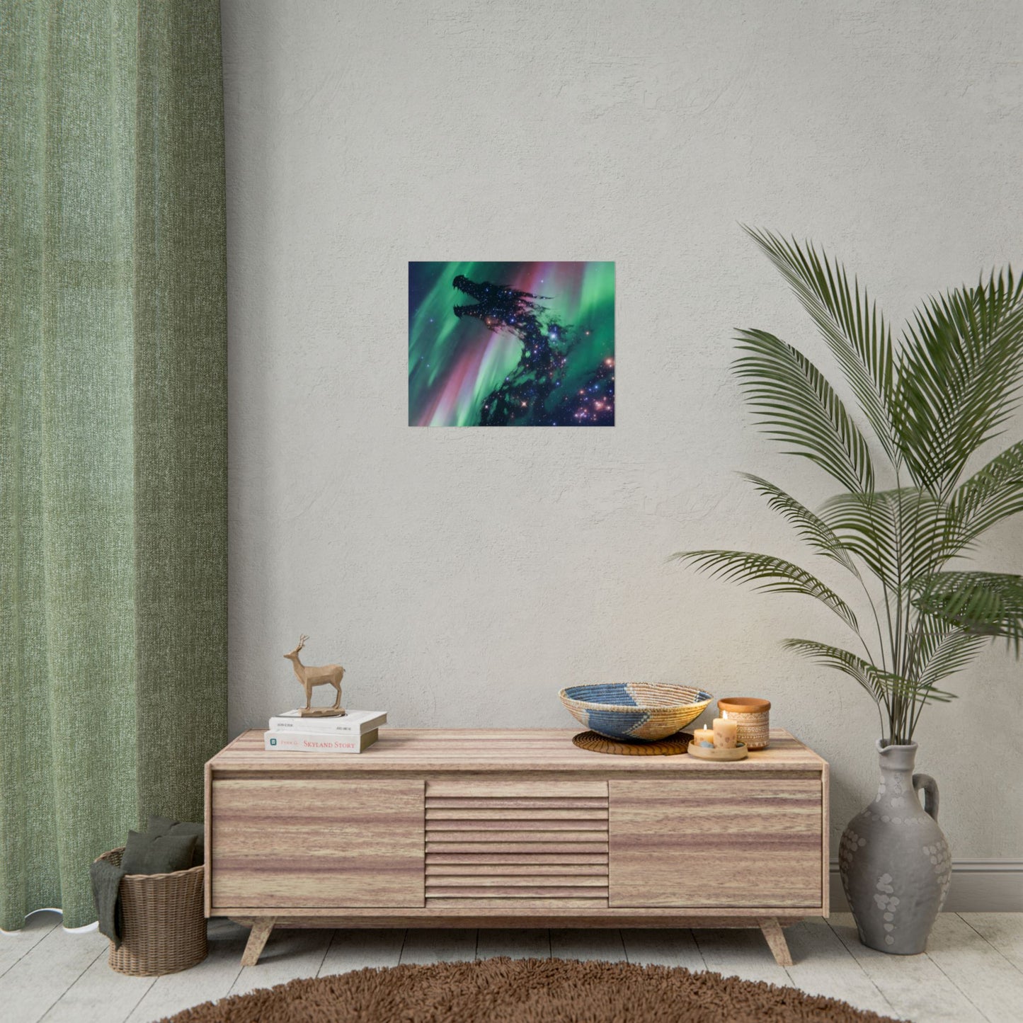 Aurora Dragon Poster — Cosmic Northern Lights Wall Art (Rolled Poster)