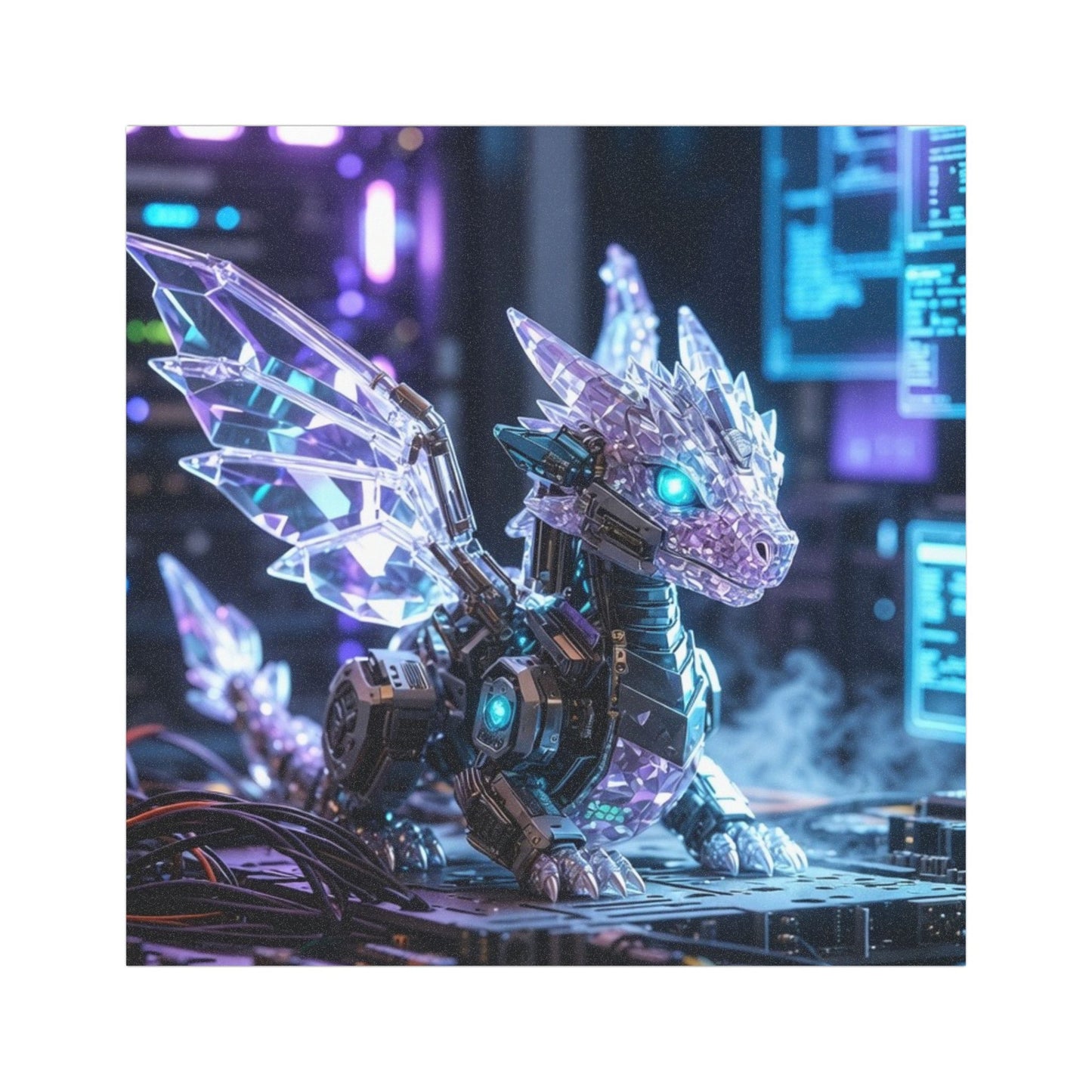 Crystal Cyber Dragon Car Magnet — Futuristic Neon Fantasy Vehicle Decal